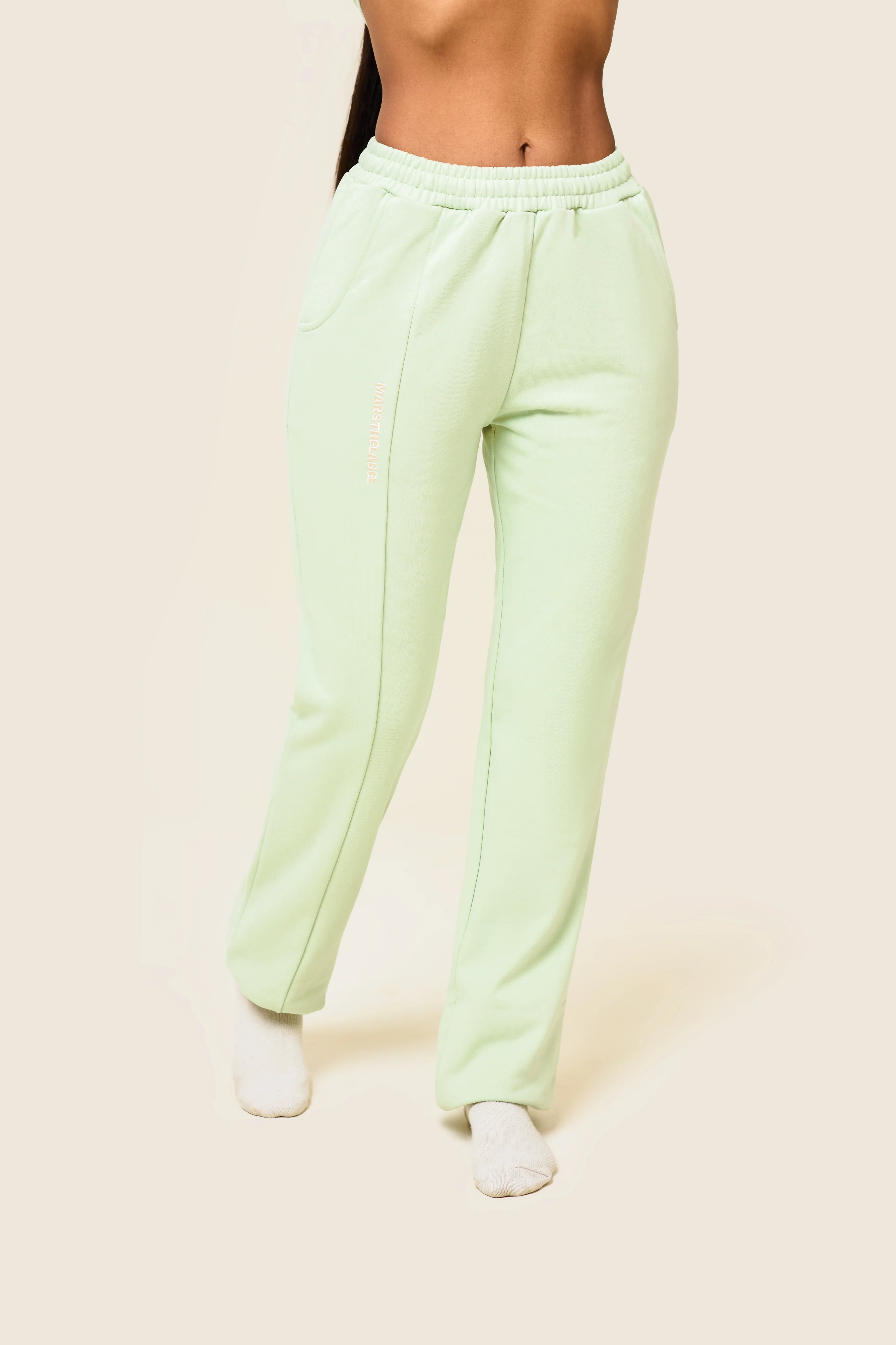 The Essentials Tapered Joggers in Sage - Image 2