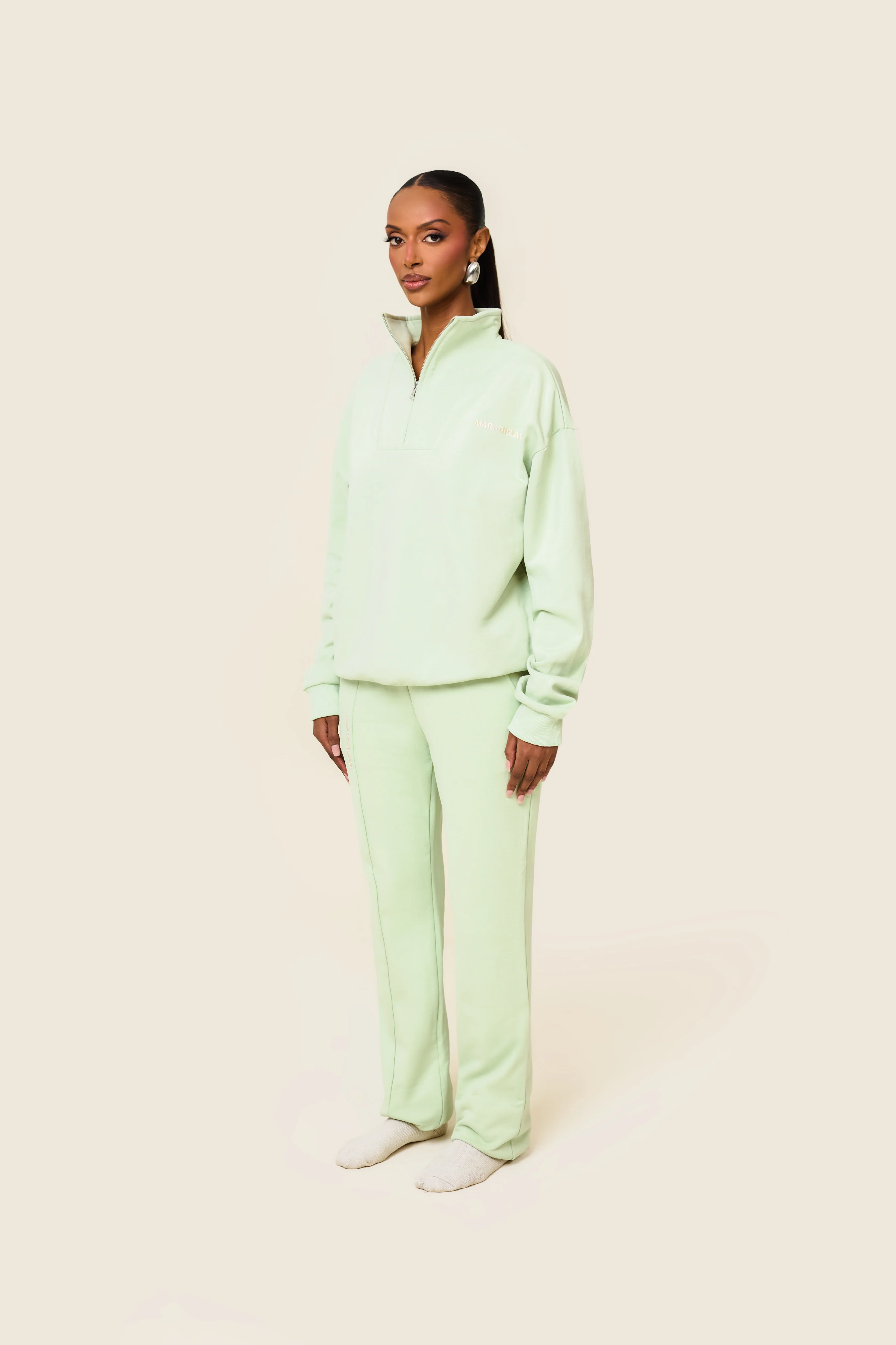 The Essentials Quarter Zip in Sage - Image 3