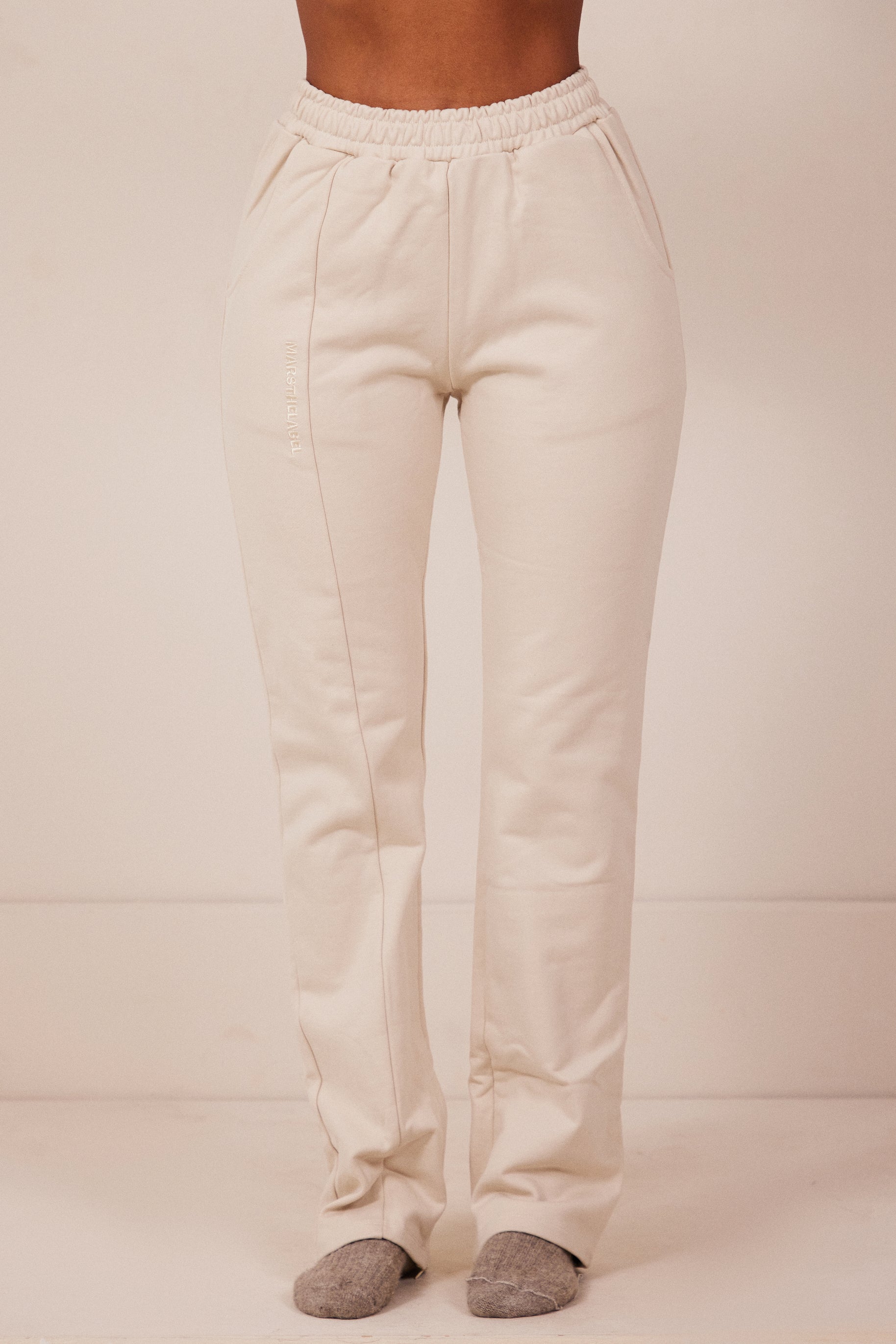 The Essentials Tapered Joggers in Stone - Image 4
