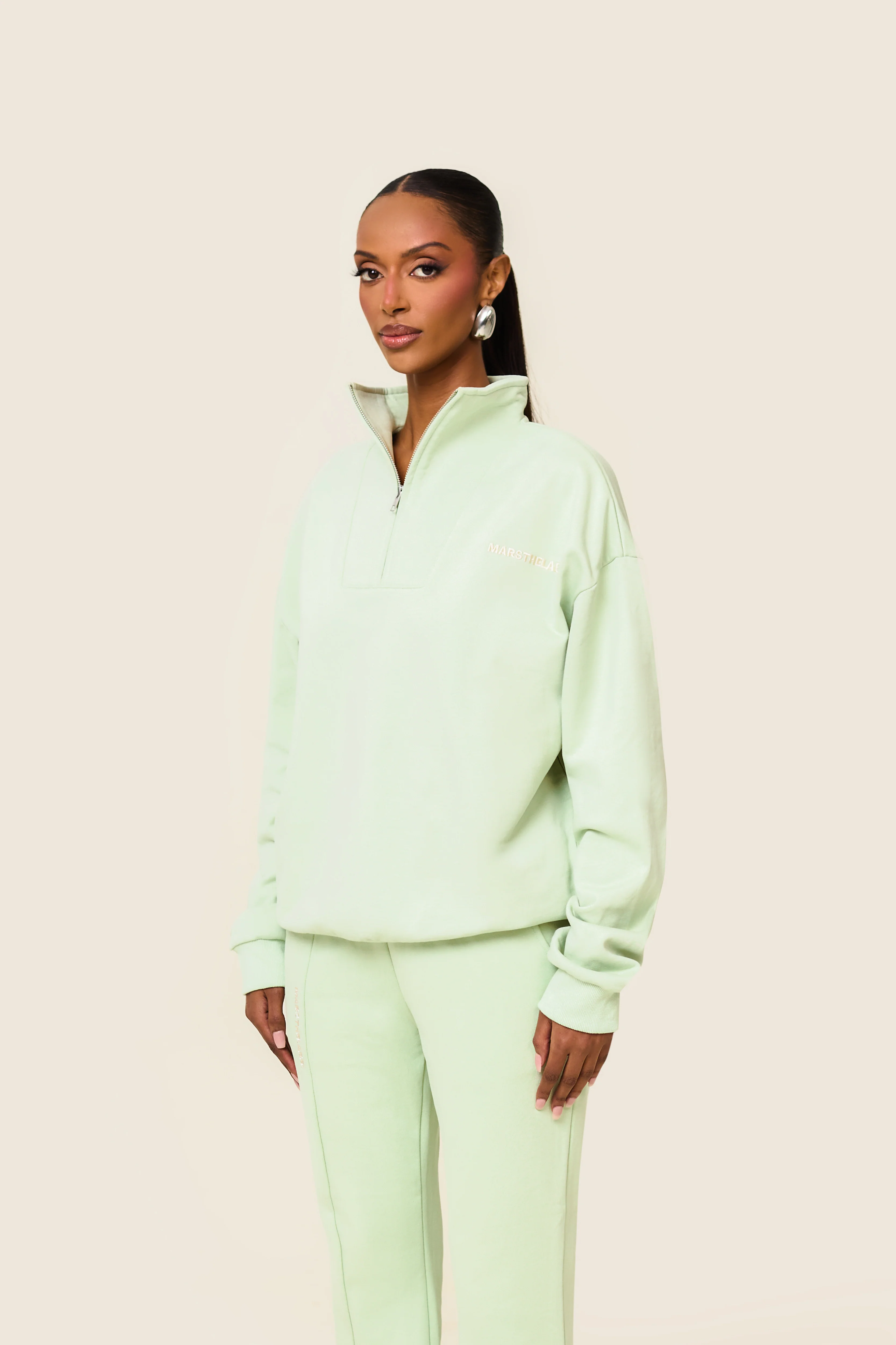 The Essentials Quarter Zip in Sage - Image 4