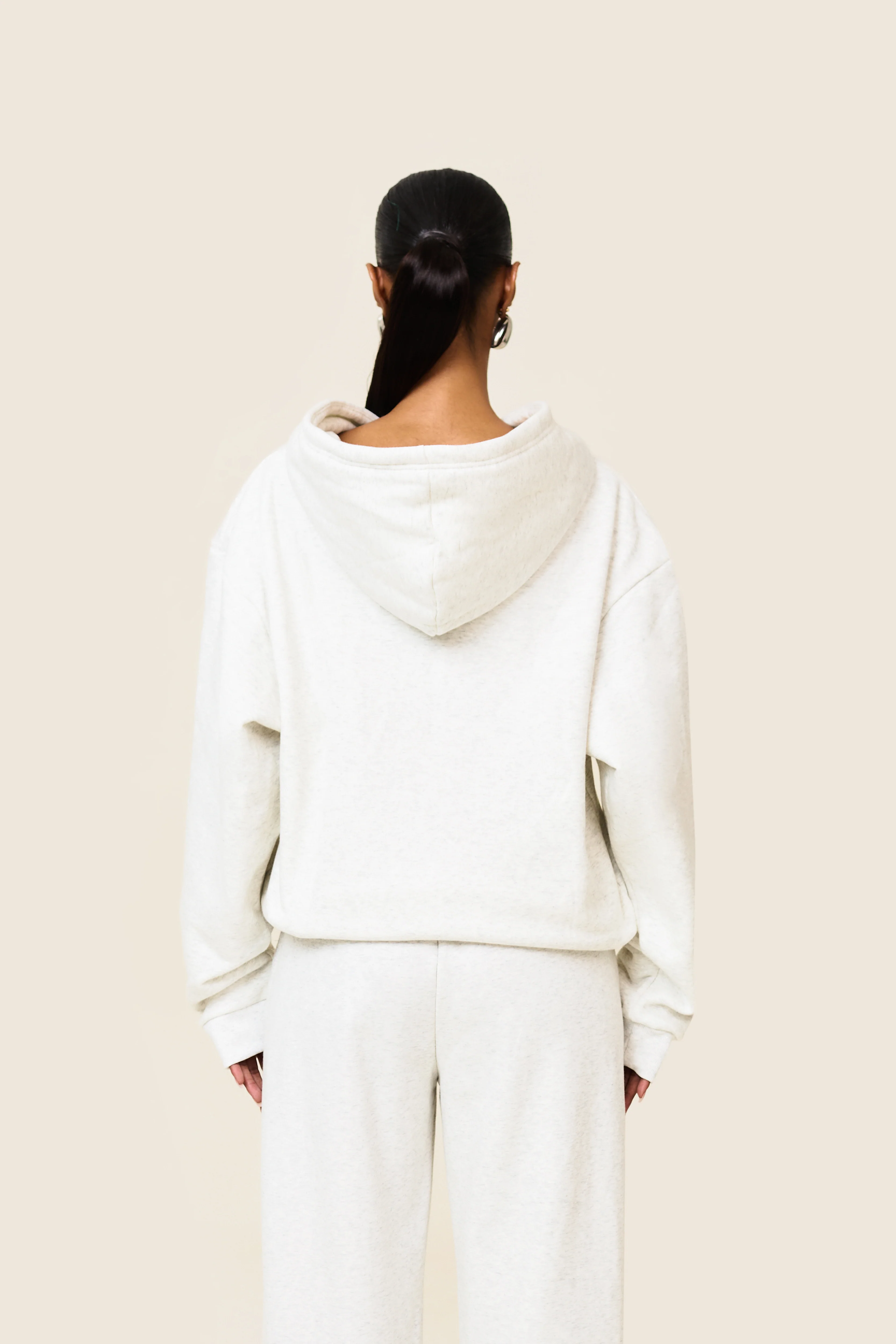The Essentials Long Zip Jacket in Marl Grey - Image 6