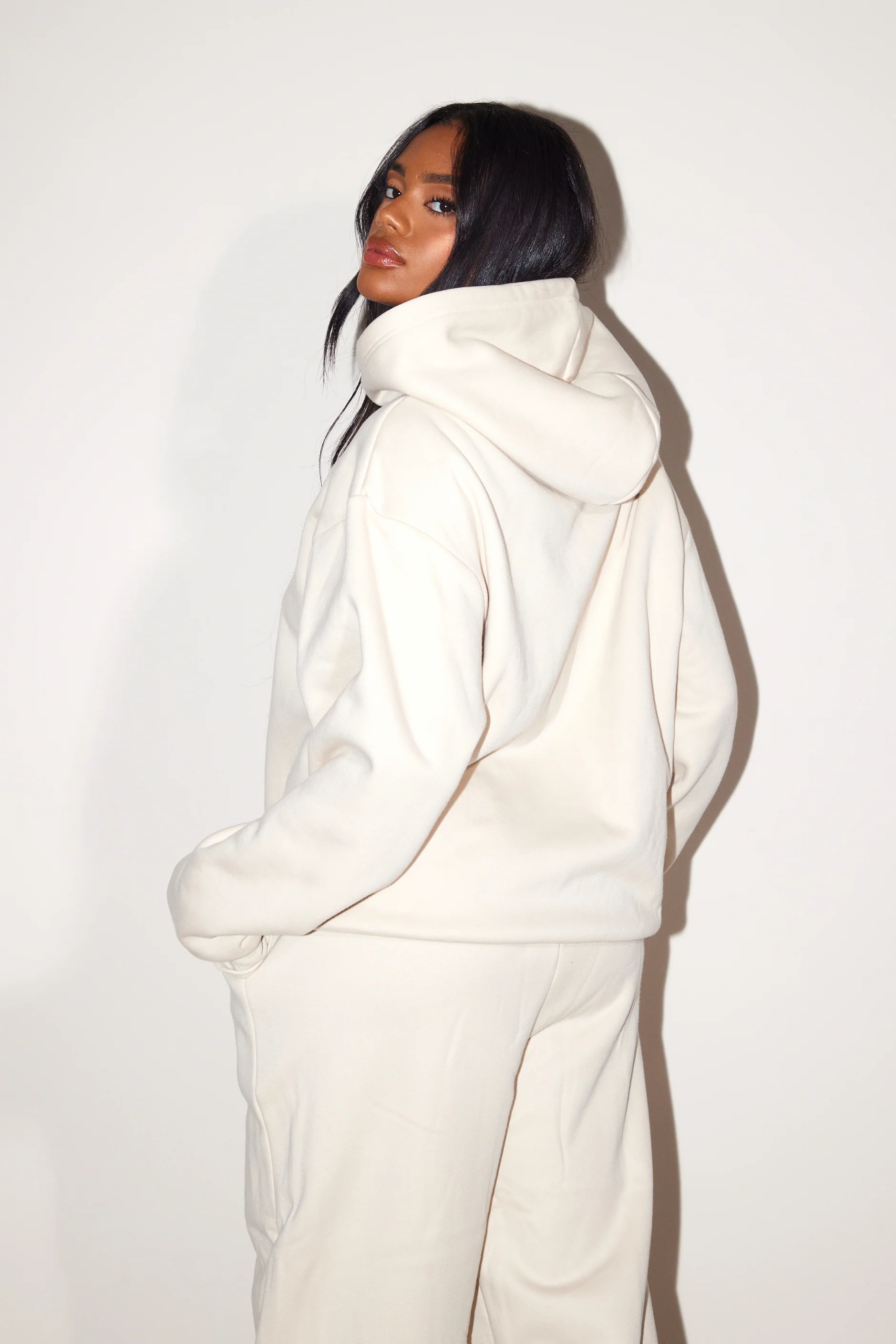 The Essentials Long Zip Jacket in Stone - Image 3