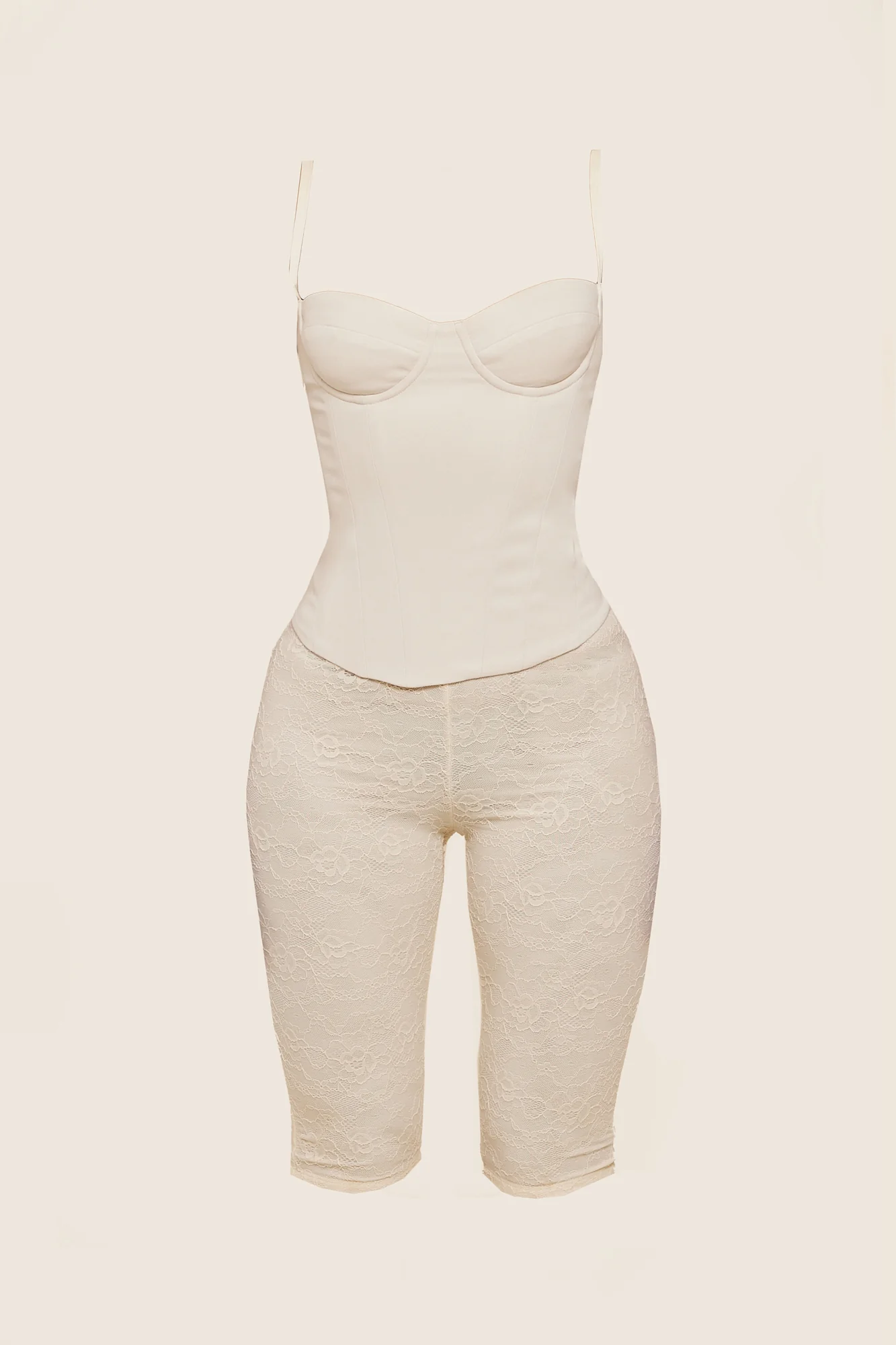 The Everly Lace Up Corset Top in Off White - Image 21