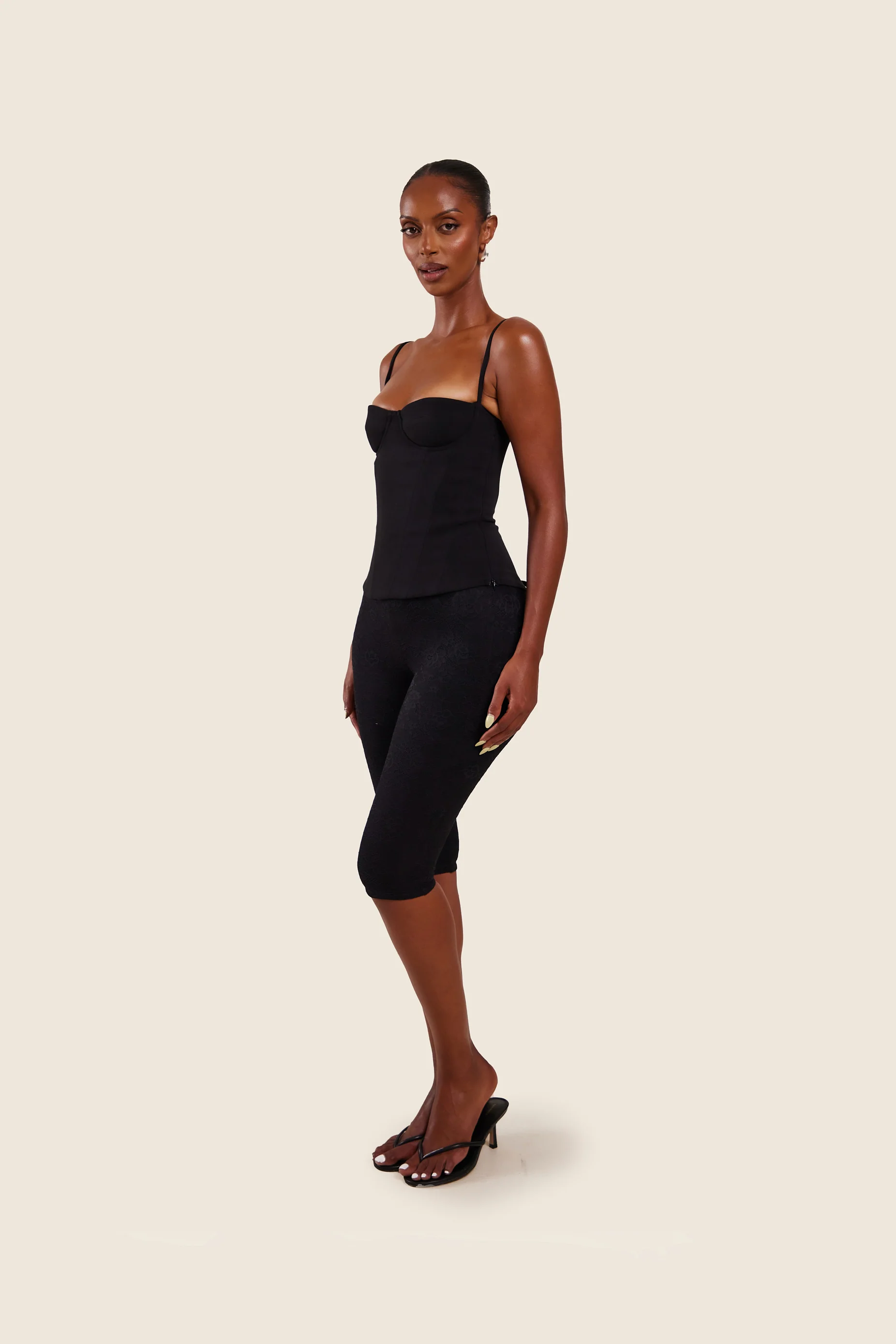 The Everly Lace Up Corset Top in Black - Image 14
