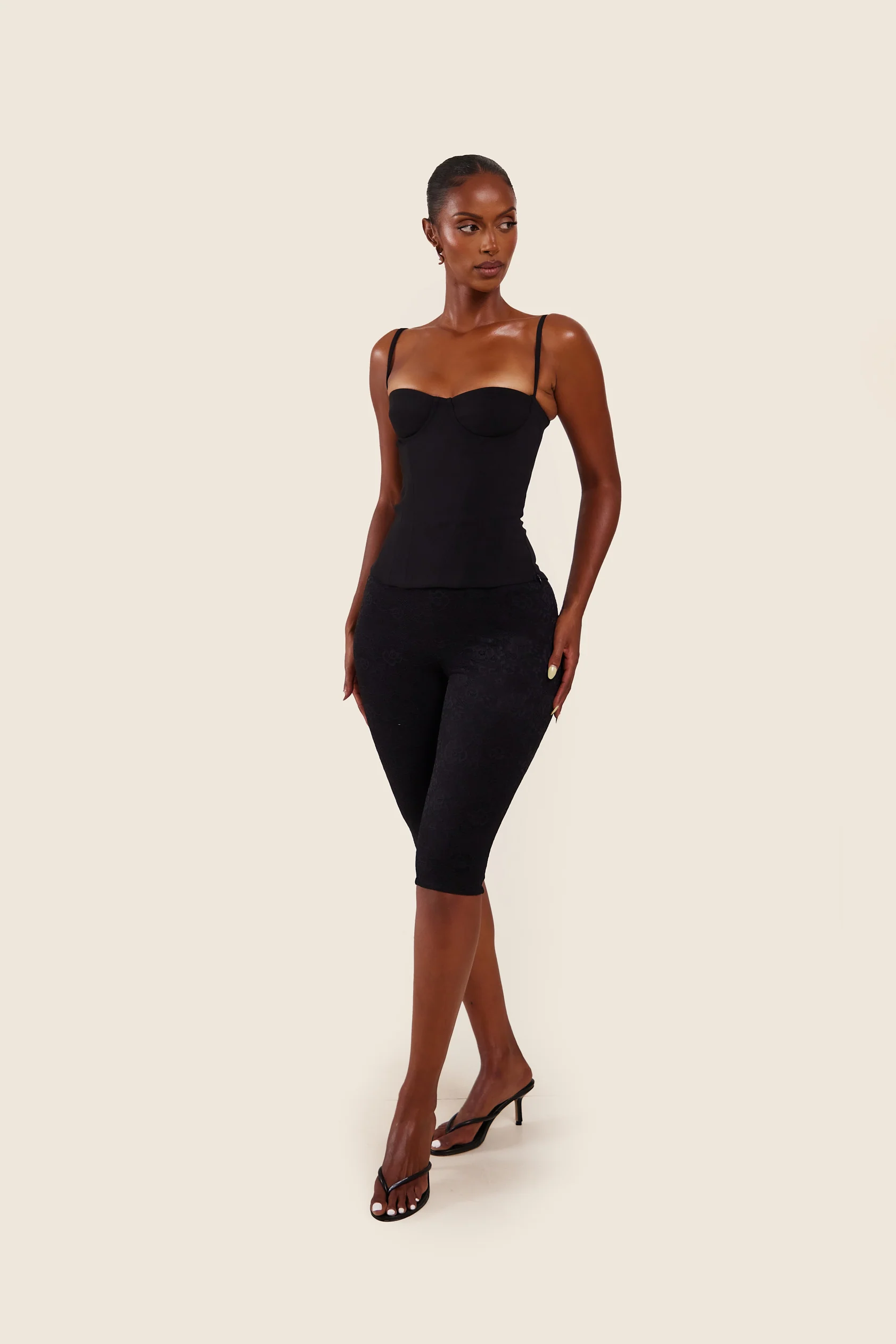 The Everly Lace Up Corset Top in Black - Image 16