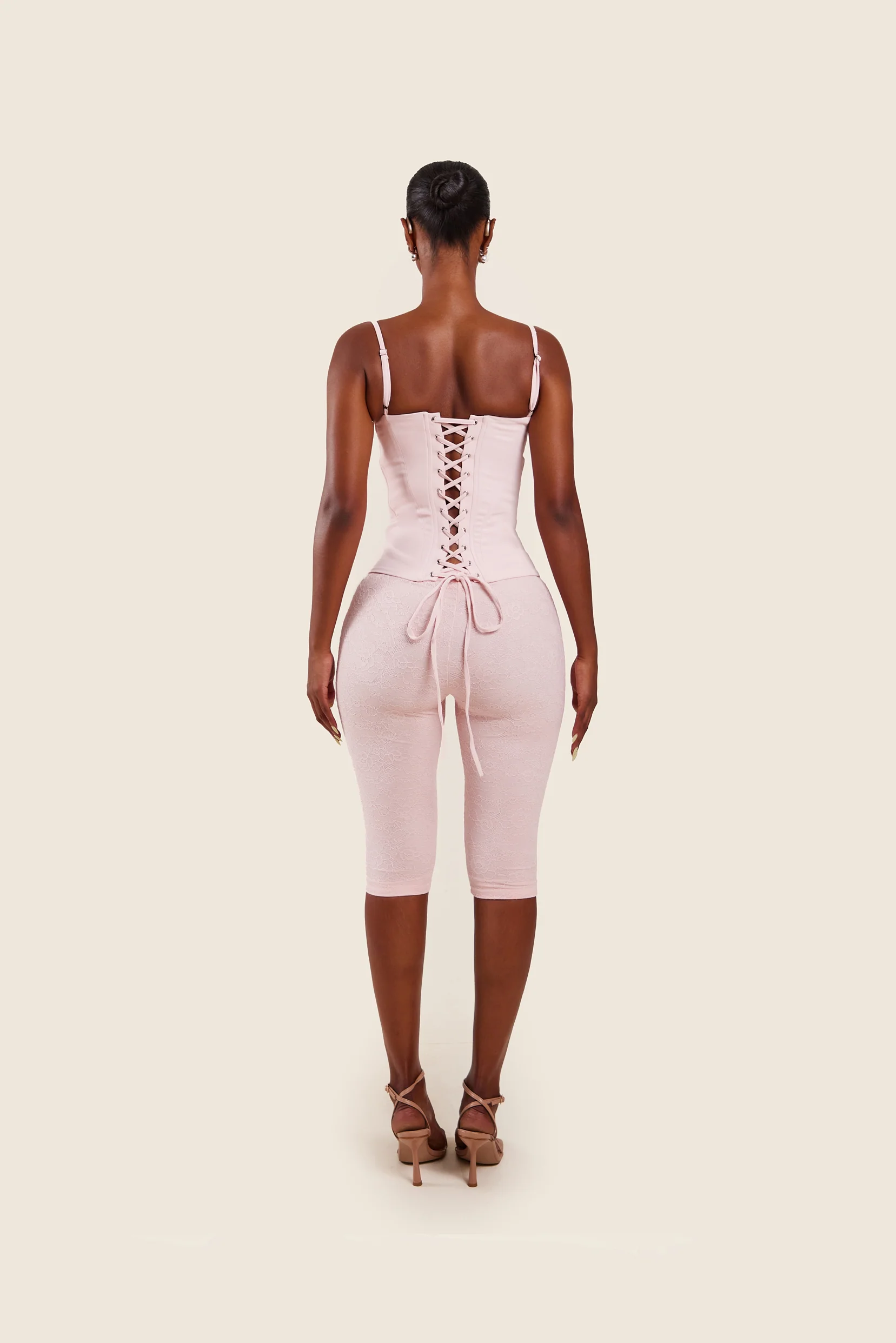 The Everly Lace Up Corset Top in Baby Pink - Image 11