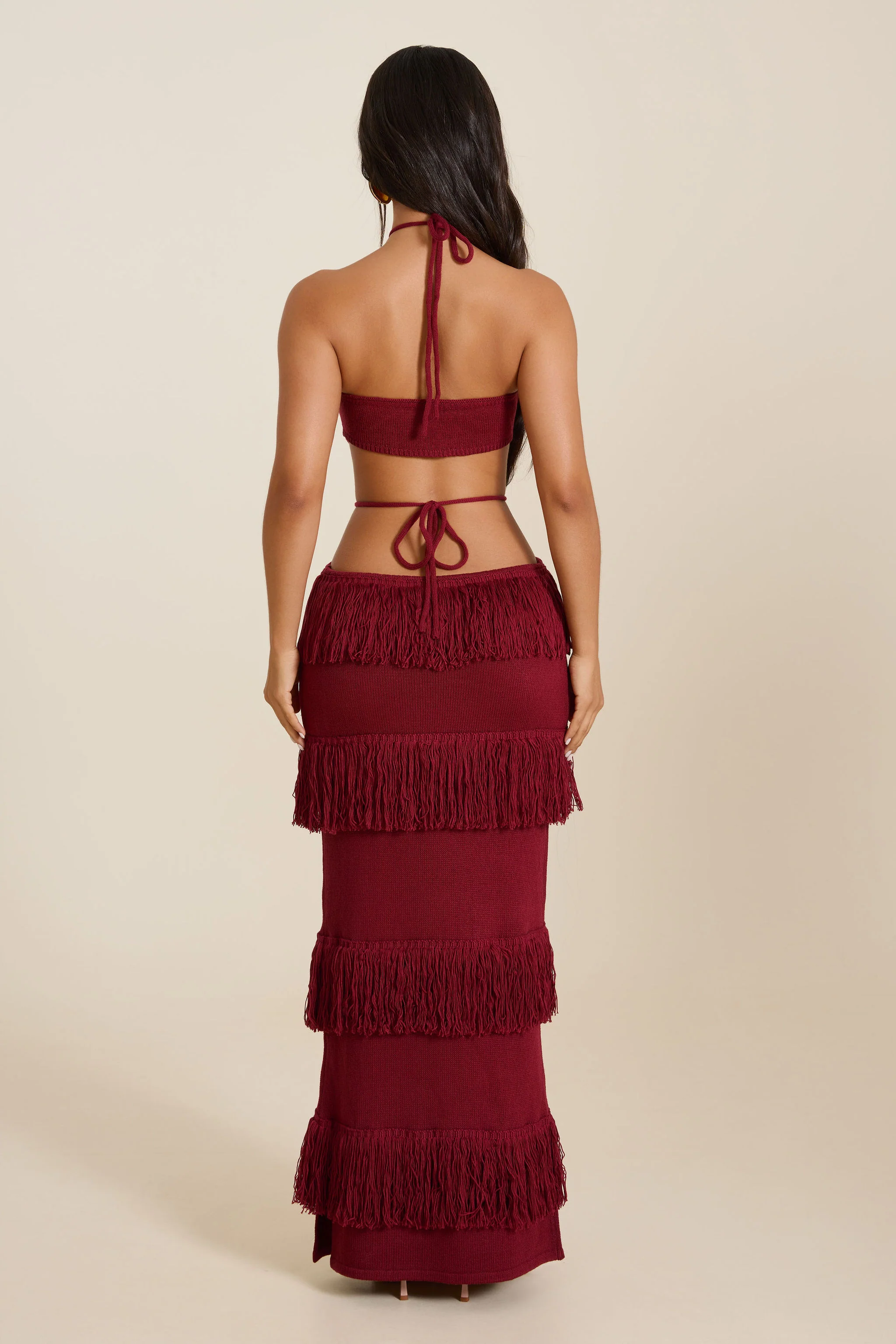 The Yasmeen Halterneck Maxi Dress in Wine - Image 4