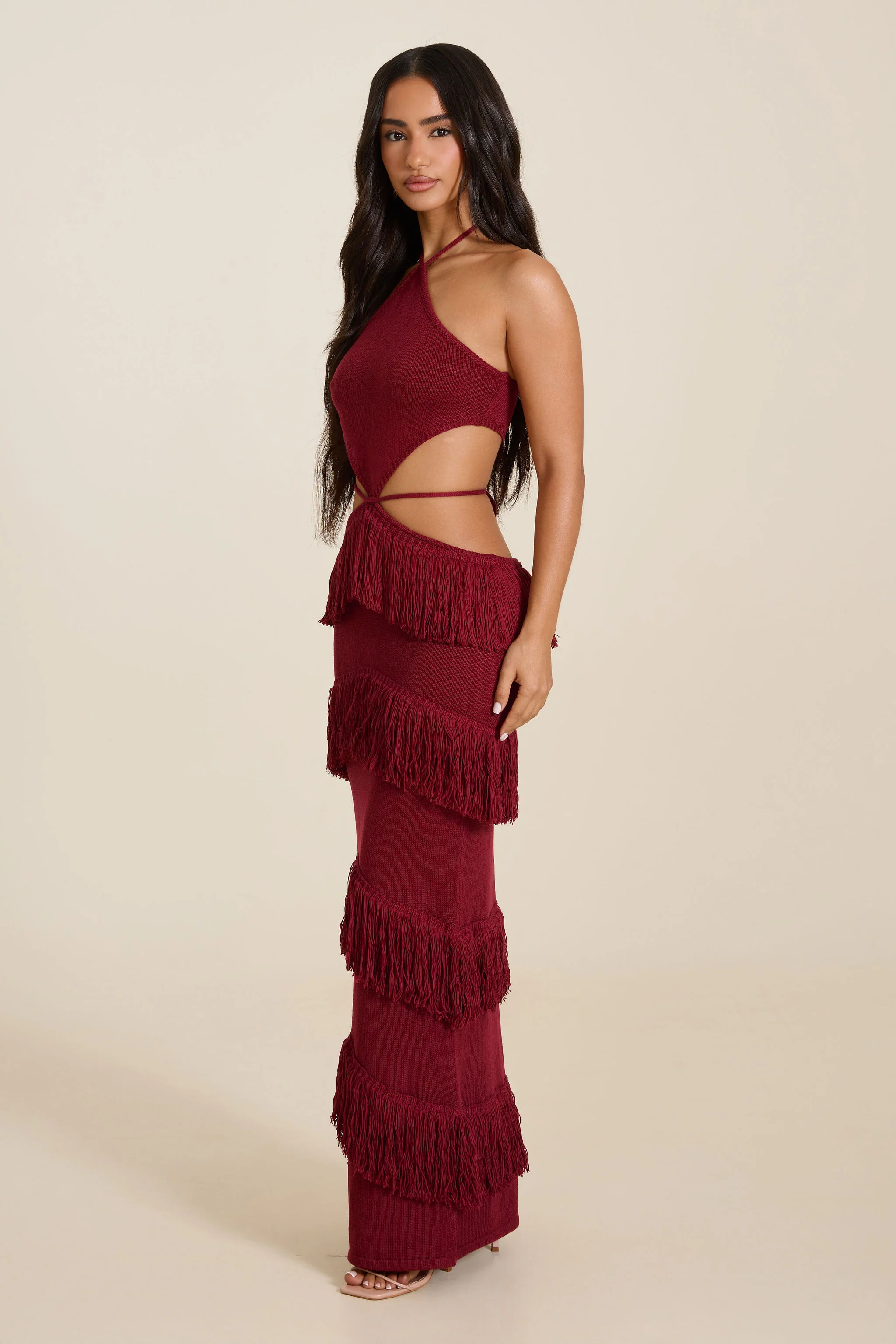 The Yasmeen Halterneck Maxi Dress in Wine - Image 5