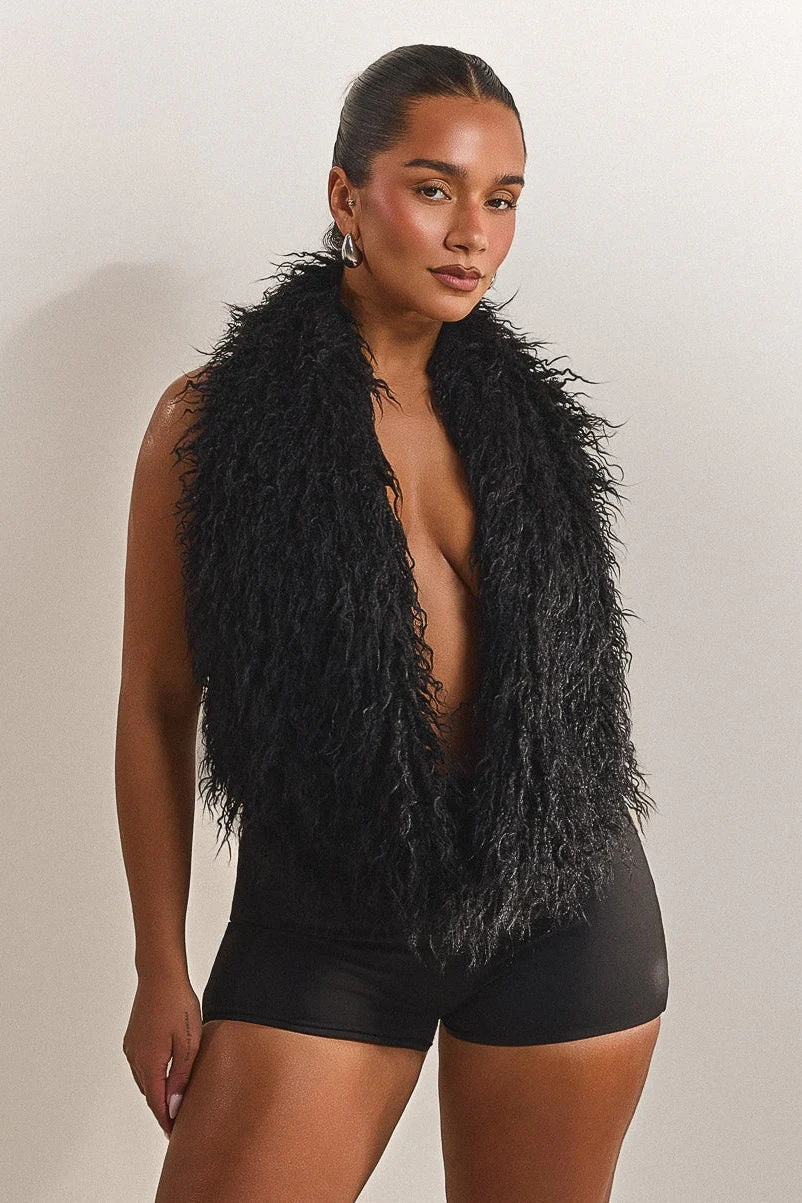 The Fur Leia Top in Black