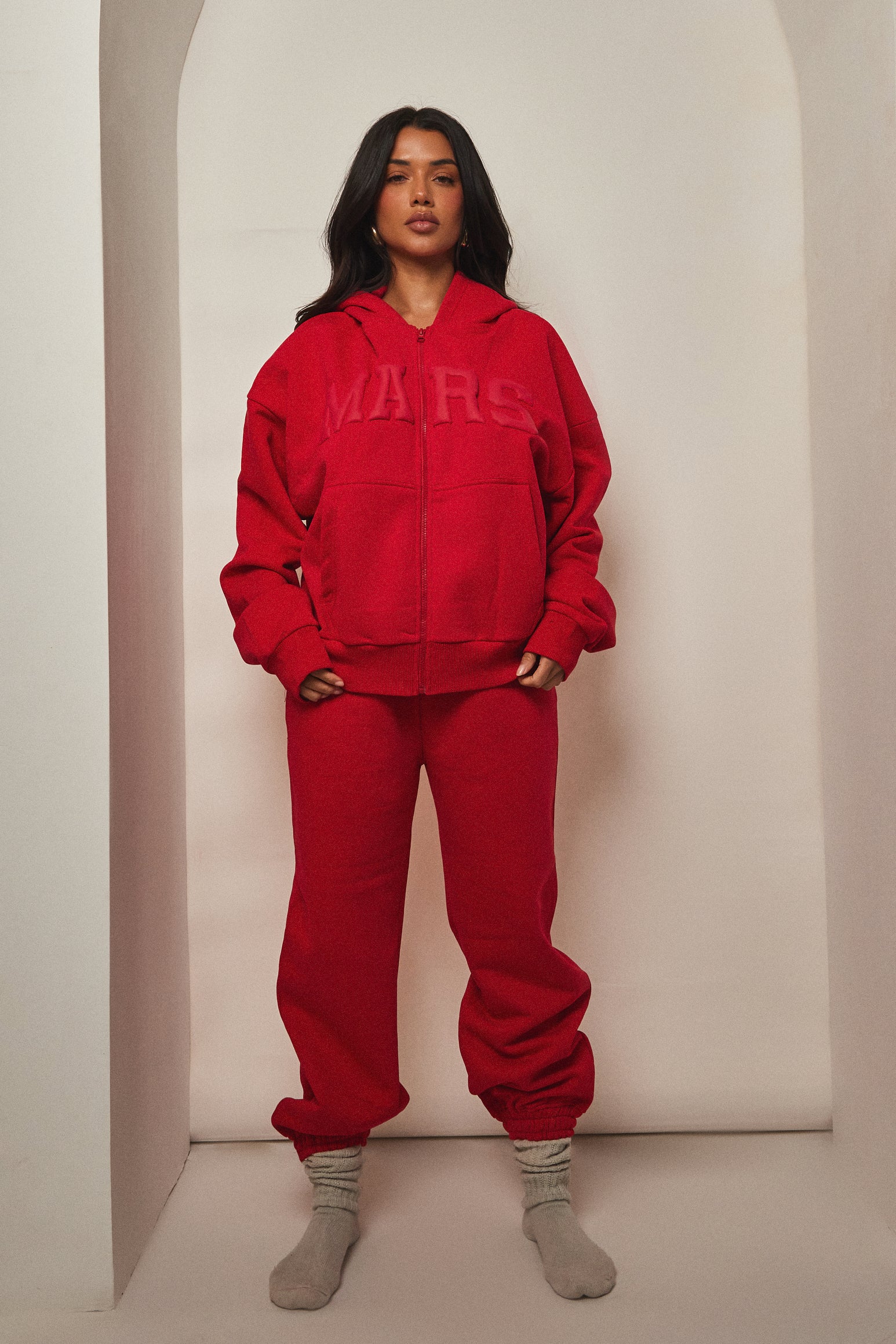 The Graphic Varsity Cuffed Joggers in Red - Image 4