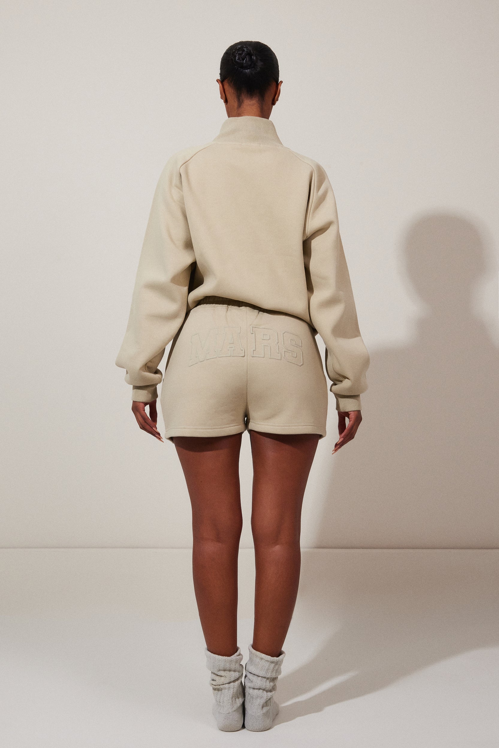 The Graphic Varsity Shorts in Stone - Image 4