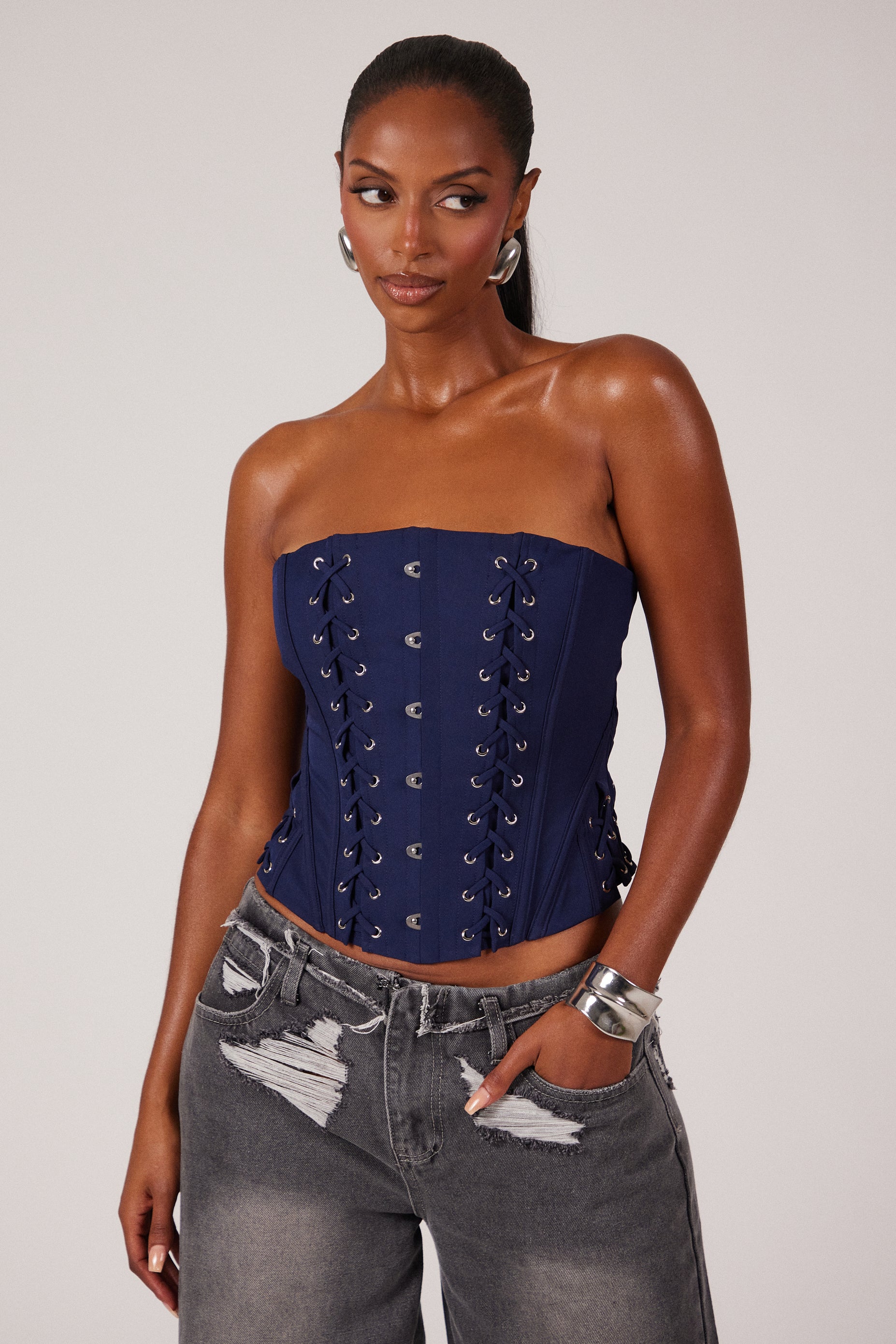 The Kayli Corset in Navy - Image 5