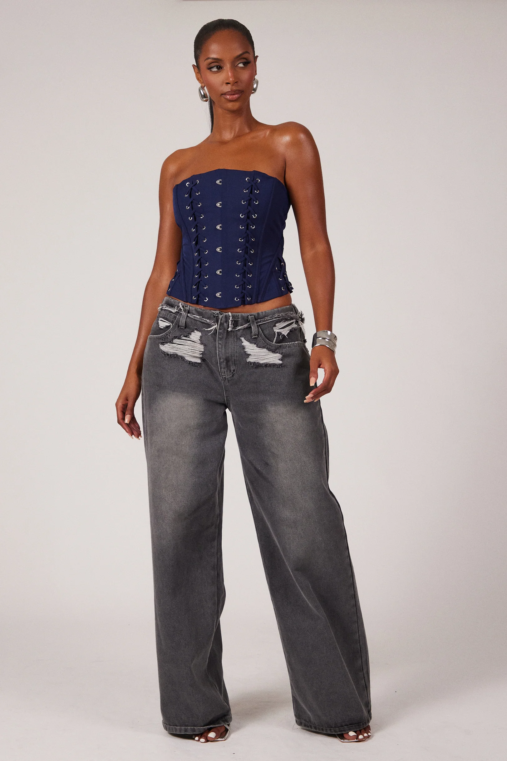 The Kayli Corset in Navy - Image 6