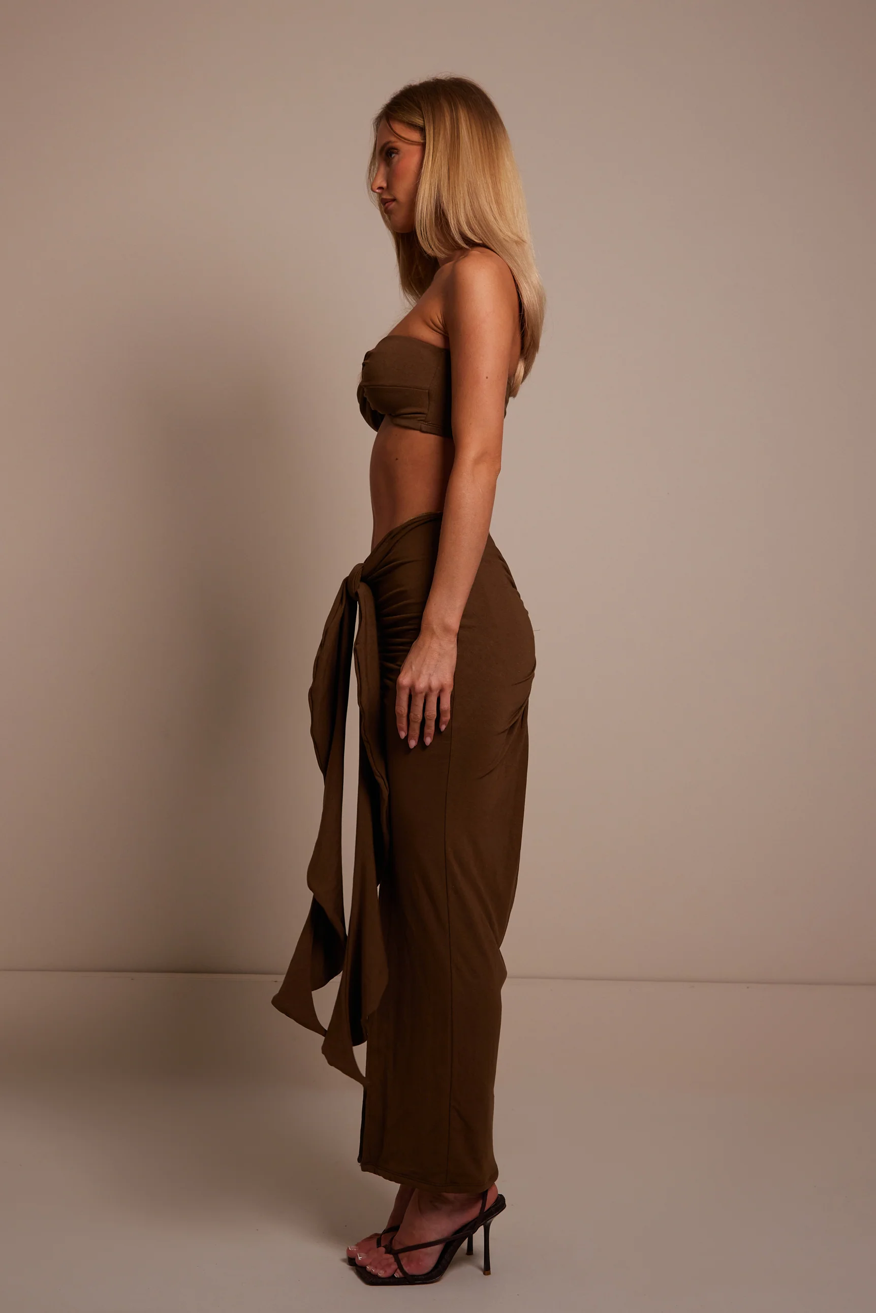 The Knot Bandeau Maxi Set in Brown - Image 5