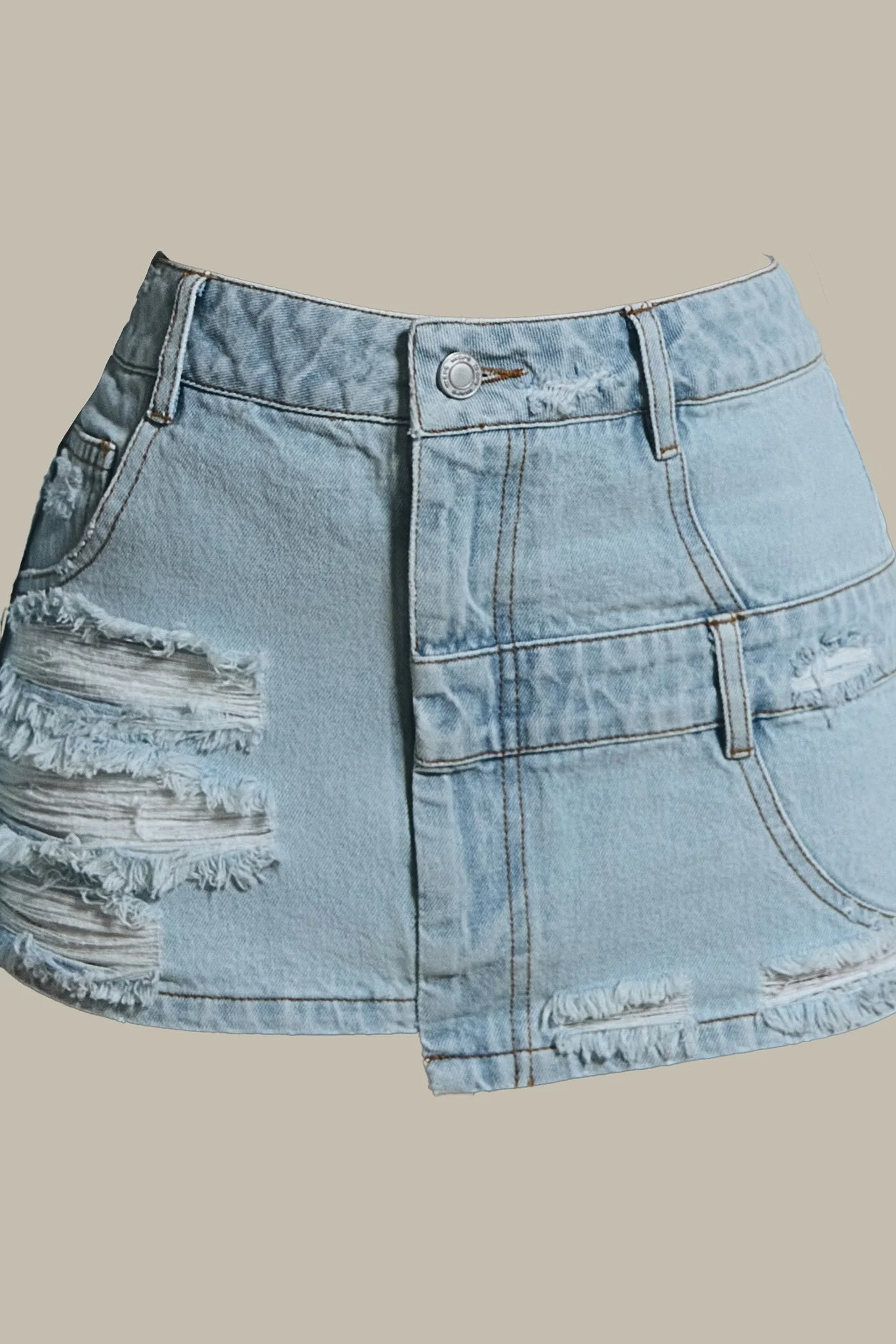 The Esha Denim Mini Skirt in Light Wash Blue - Image 4