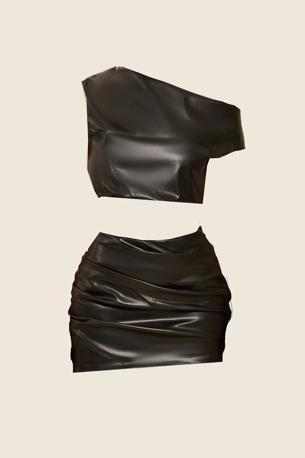The Leather Drape Set in Black - Image 9