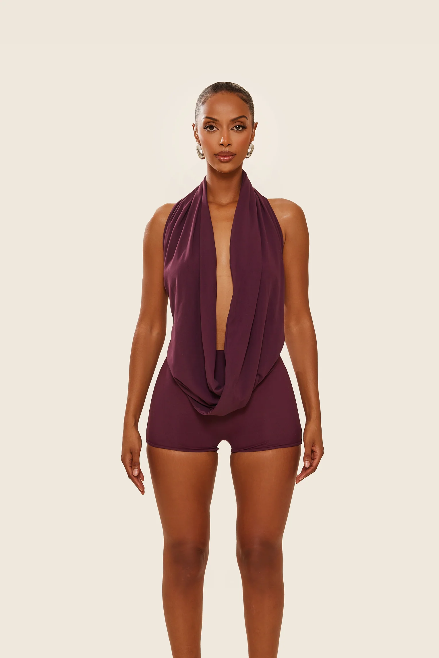 The Leia Set with Shorts in Plum - Image 2