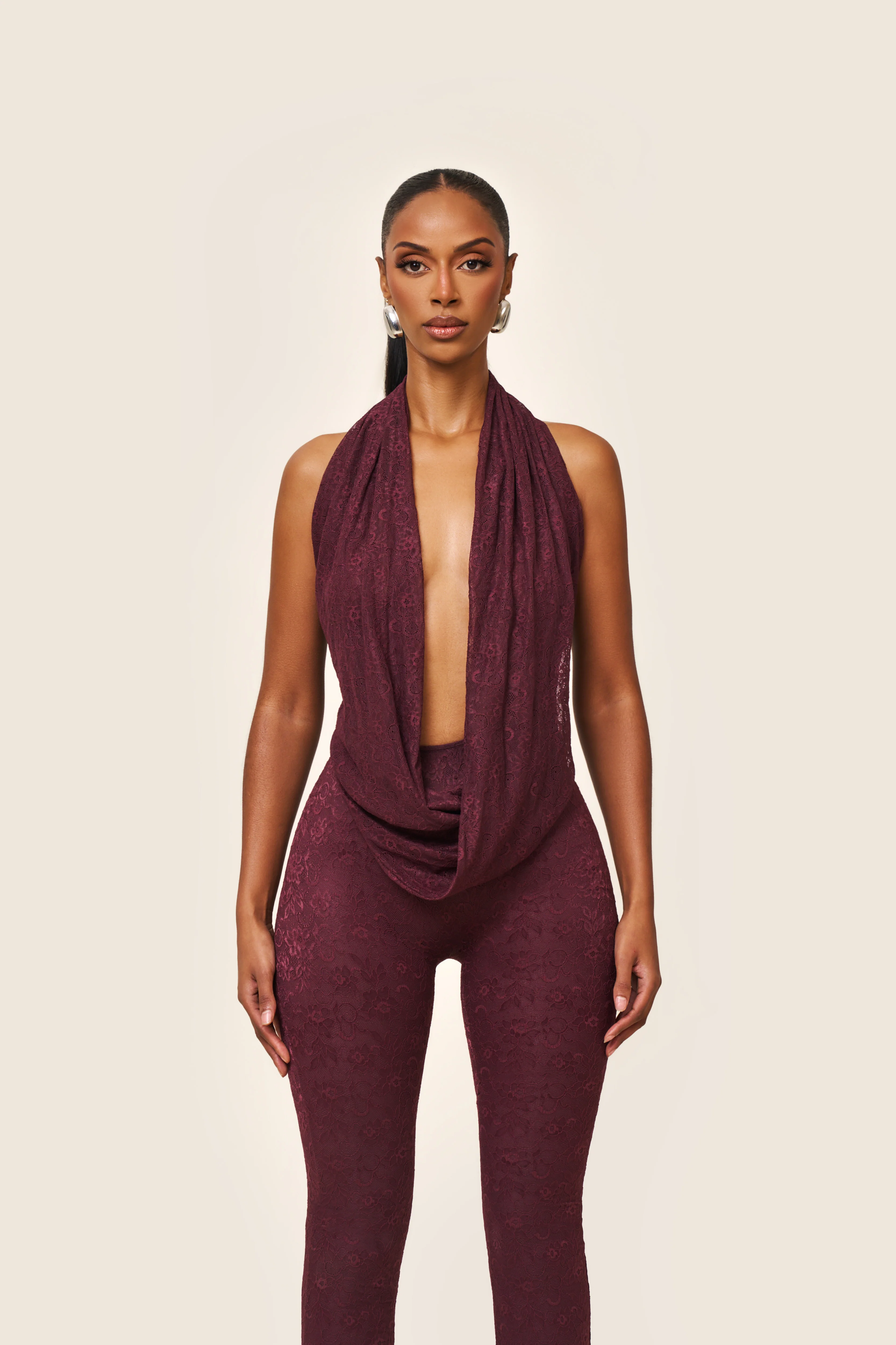 Leia Trousers in Plum Lace - Image 5
