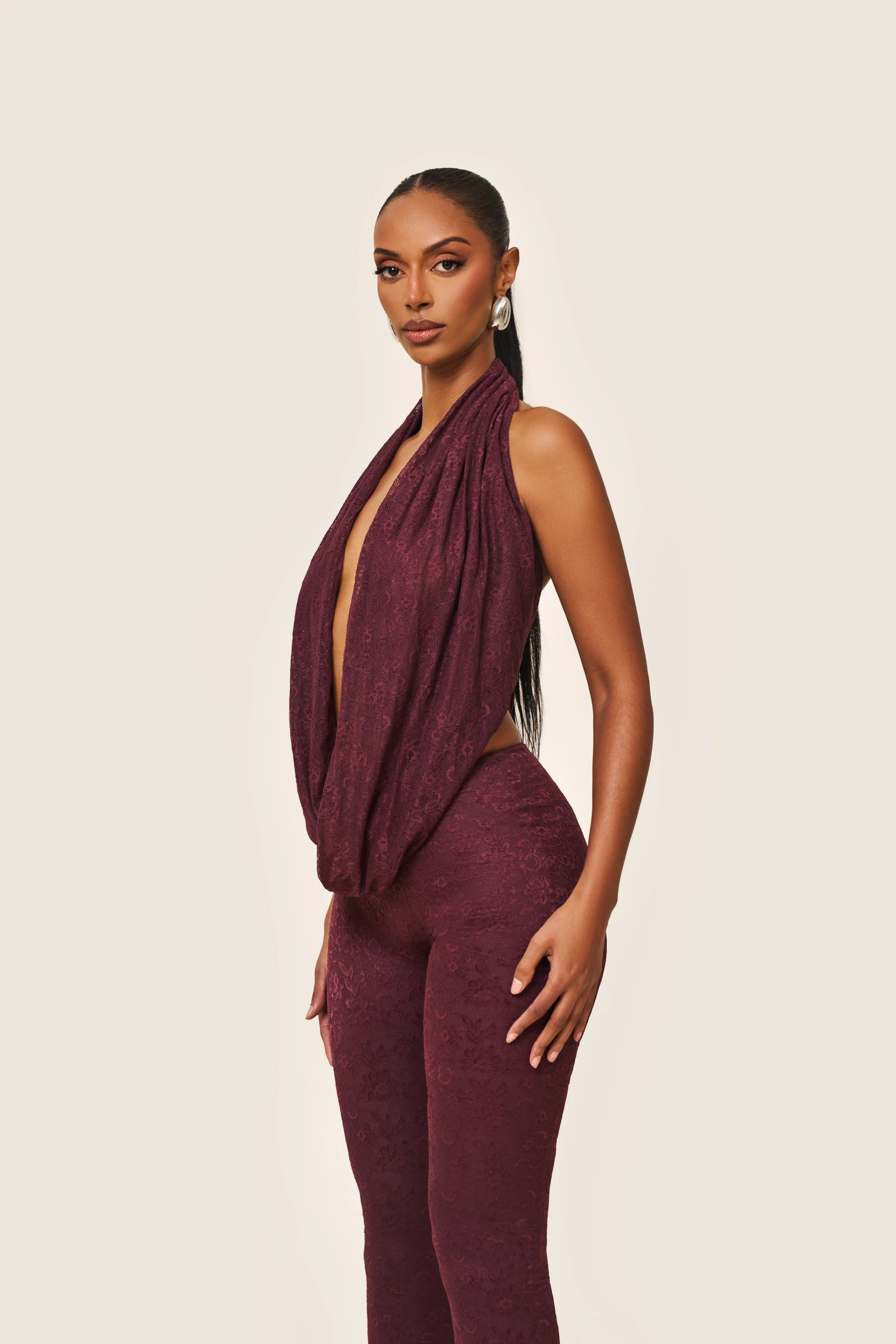 Leia Trousers in Plum Lace - Image 7
