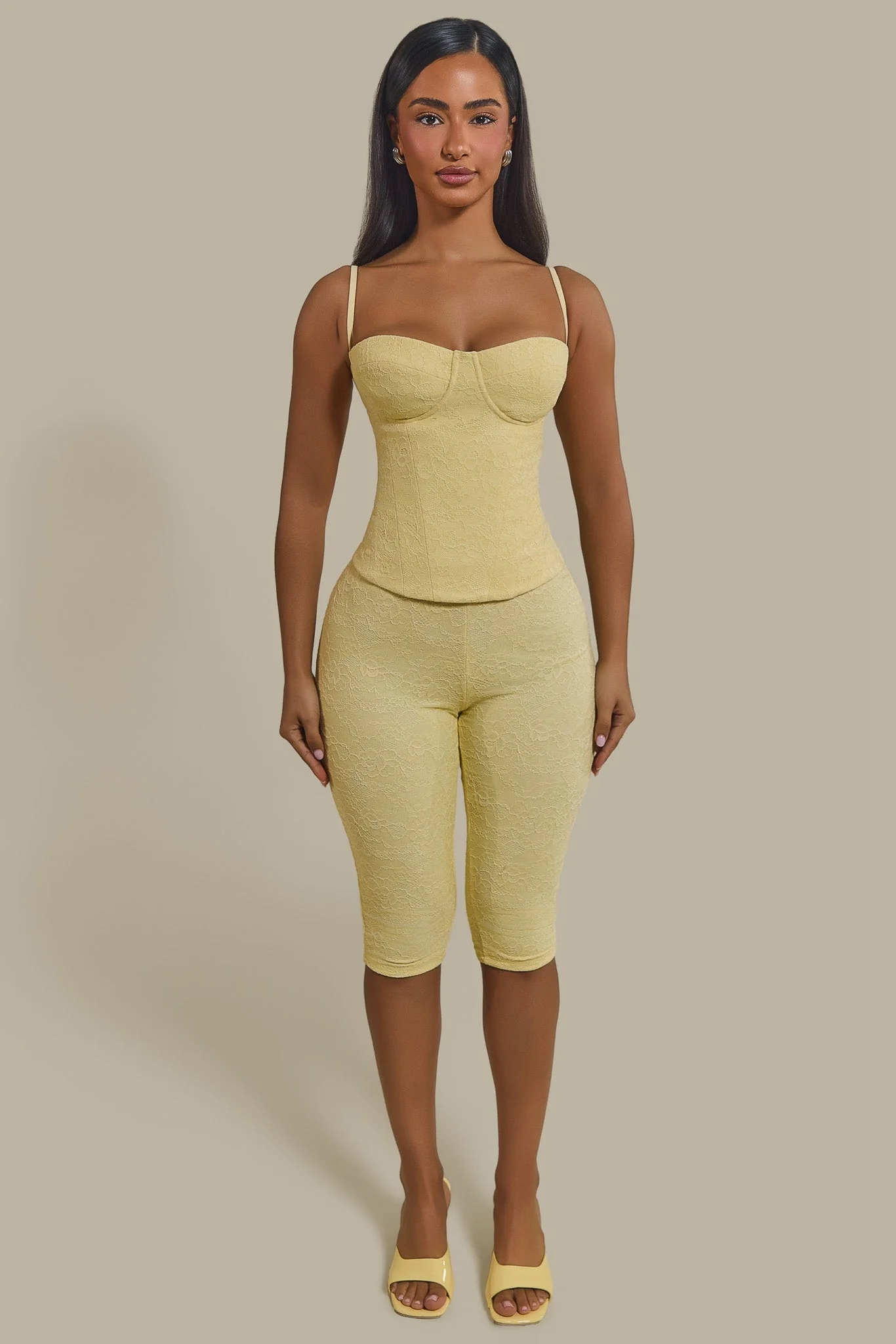 The Lexi Lace Corset Top in Butter Yellow - Image 2