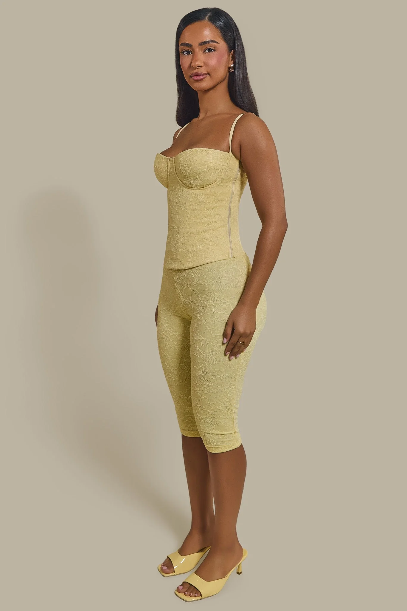 The Lexi Lace Corset Top in Butter Yellow - Image 4