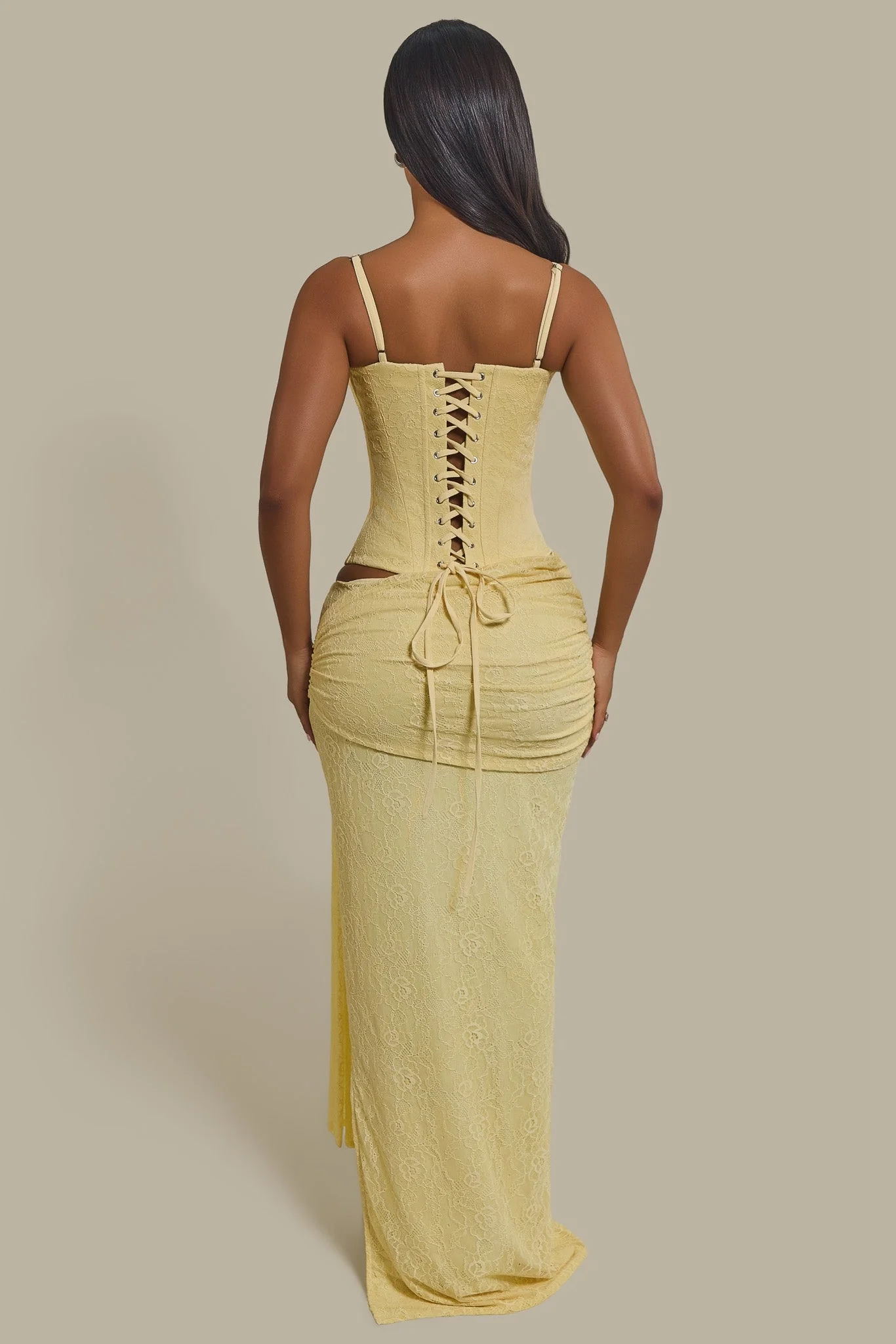 The Lexi Lace Corset Top in Butter Yellow - Image 5