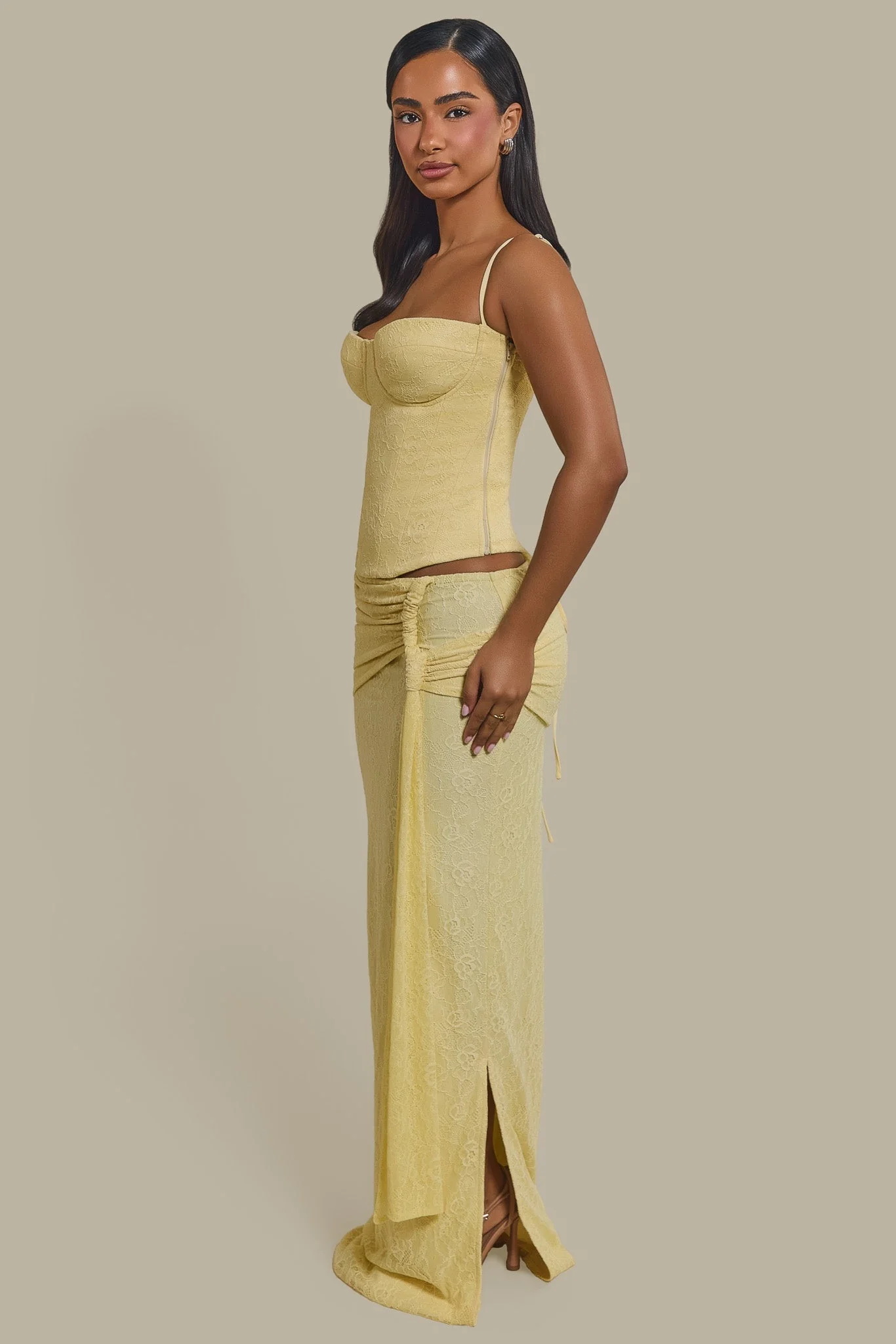 The Lexi Lace Corset Top in Butter Yellow - Image 6