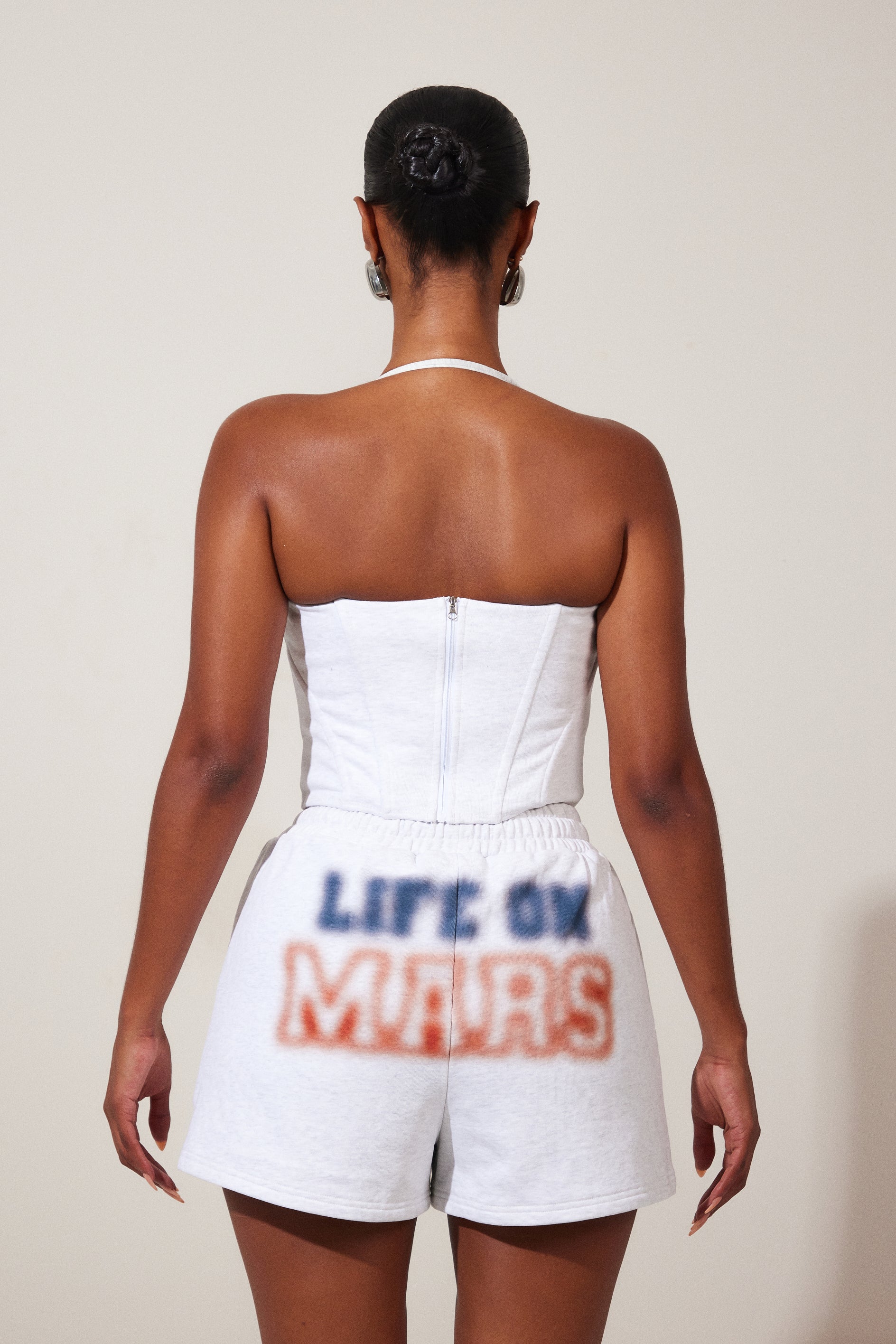 The Life On Mars Faded Print Shorts in Grey - Image 4