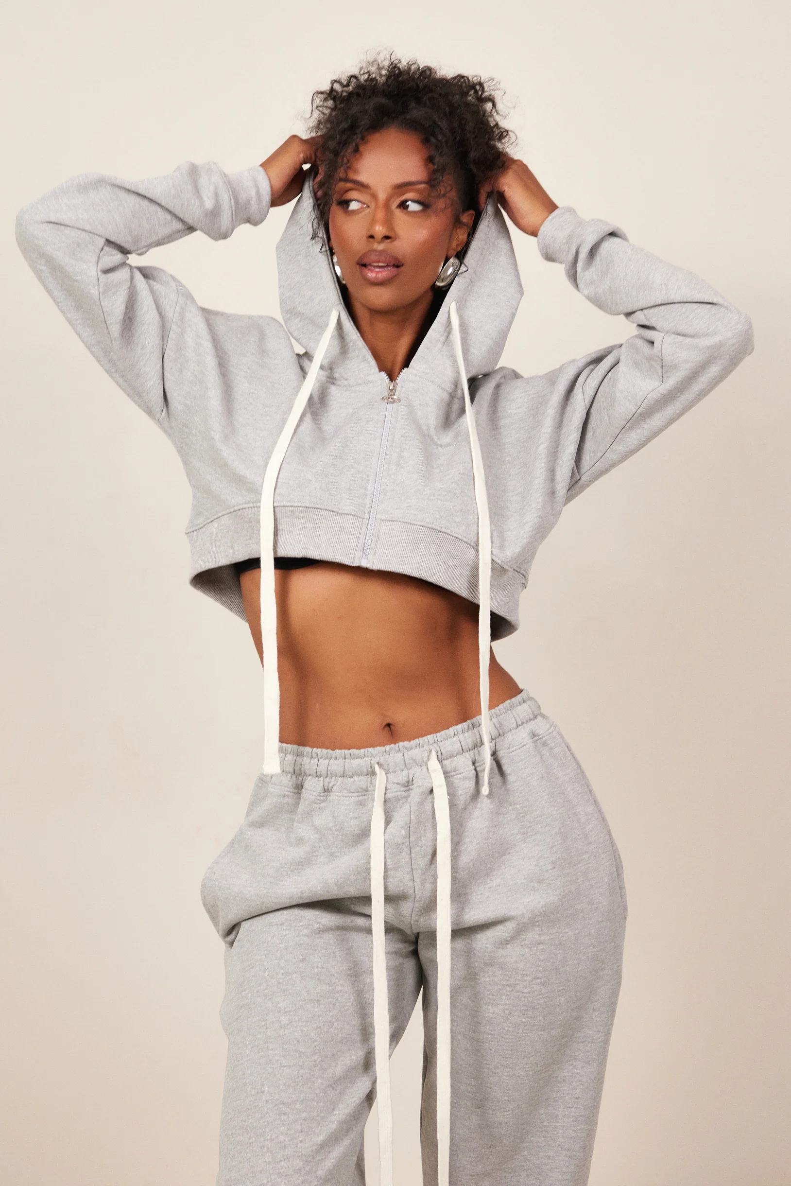 The Mars Curve Hem Zip Jacket in Grey - Image 5