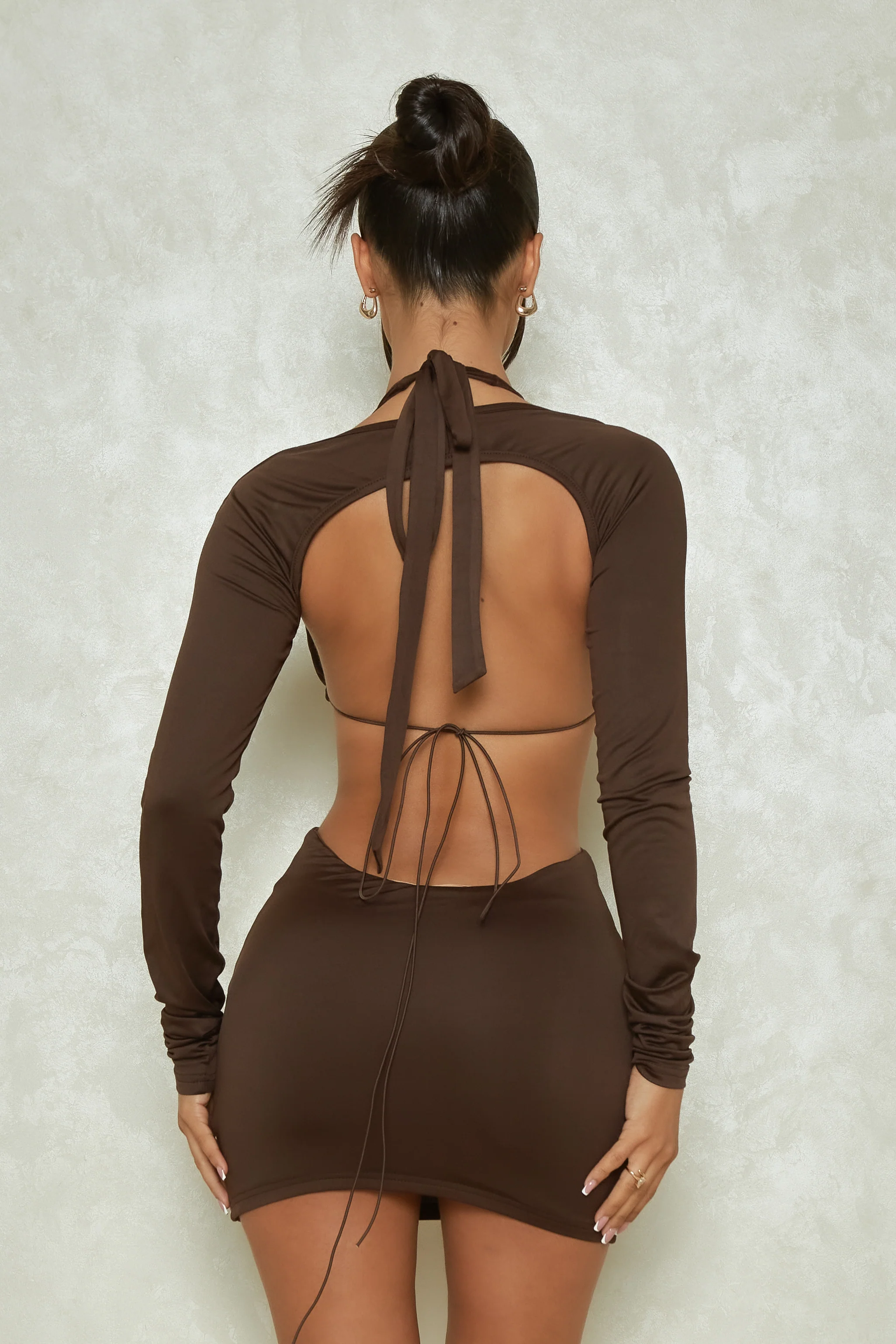 The Mars Detail Sleeve Mini in Brown - Image 7
