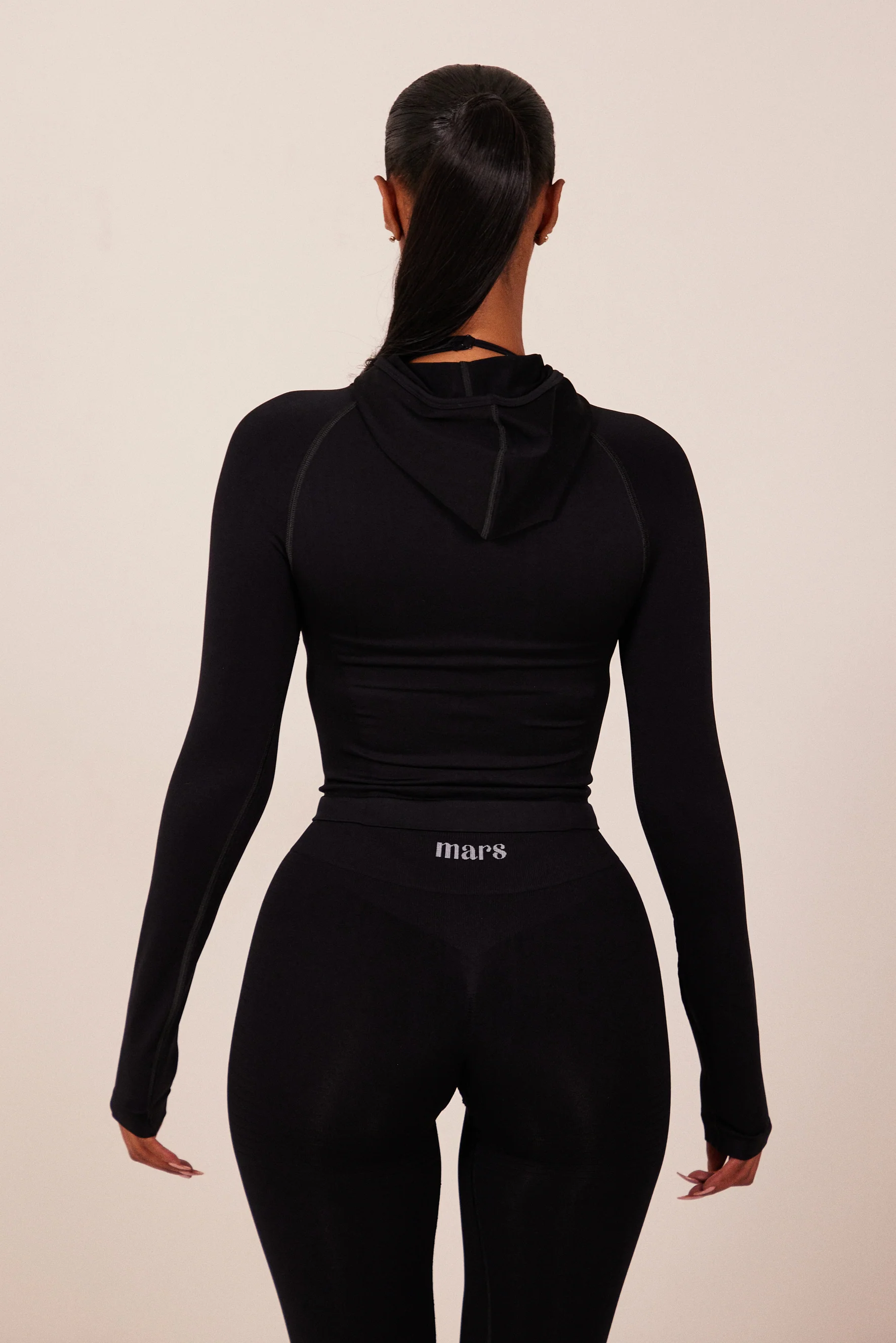 The Mars Seamless Hooded Zip Jacket in Black - Image 3