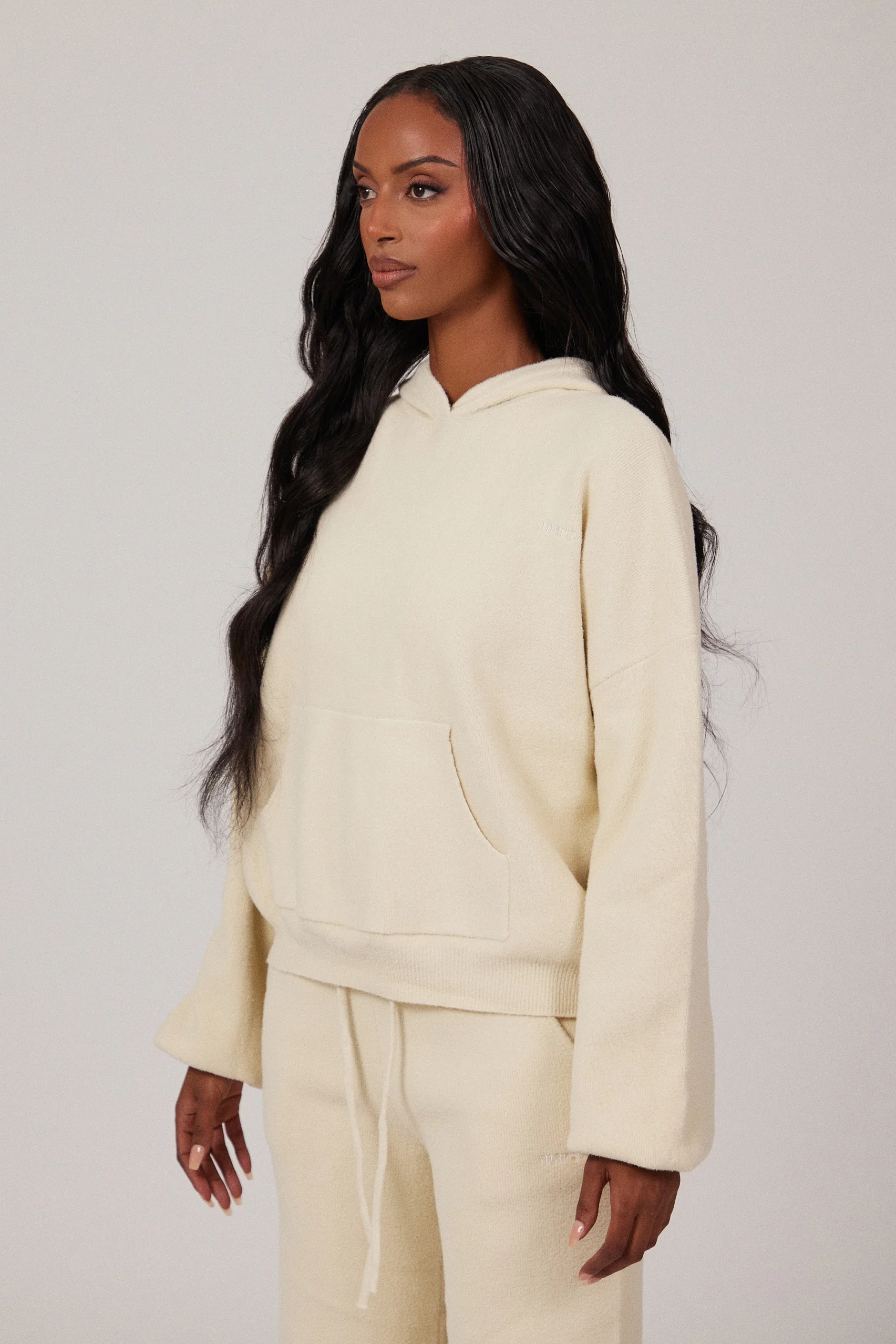 The Mars Soft Knit Hoodie in Cream - Image 3