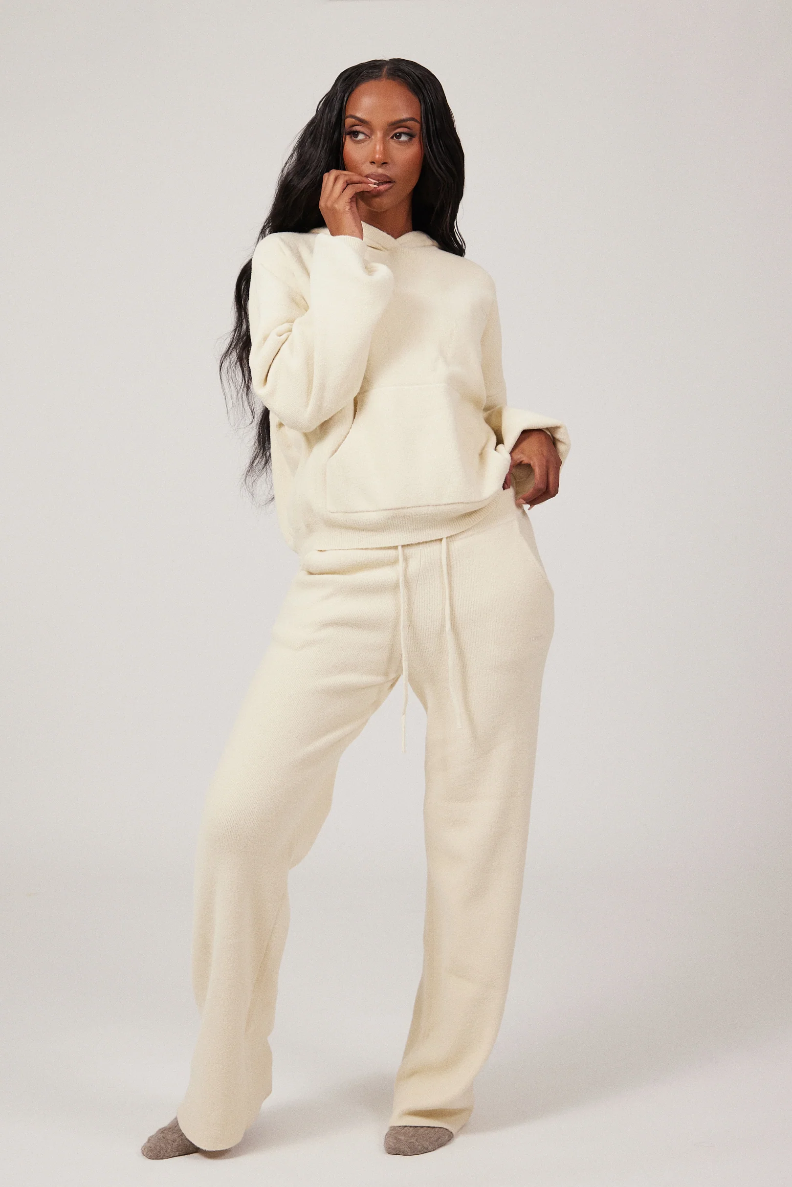 The Mars Soft Knit Hoodie in Cream - Image 6