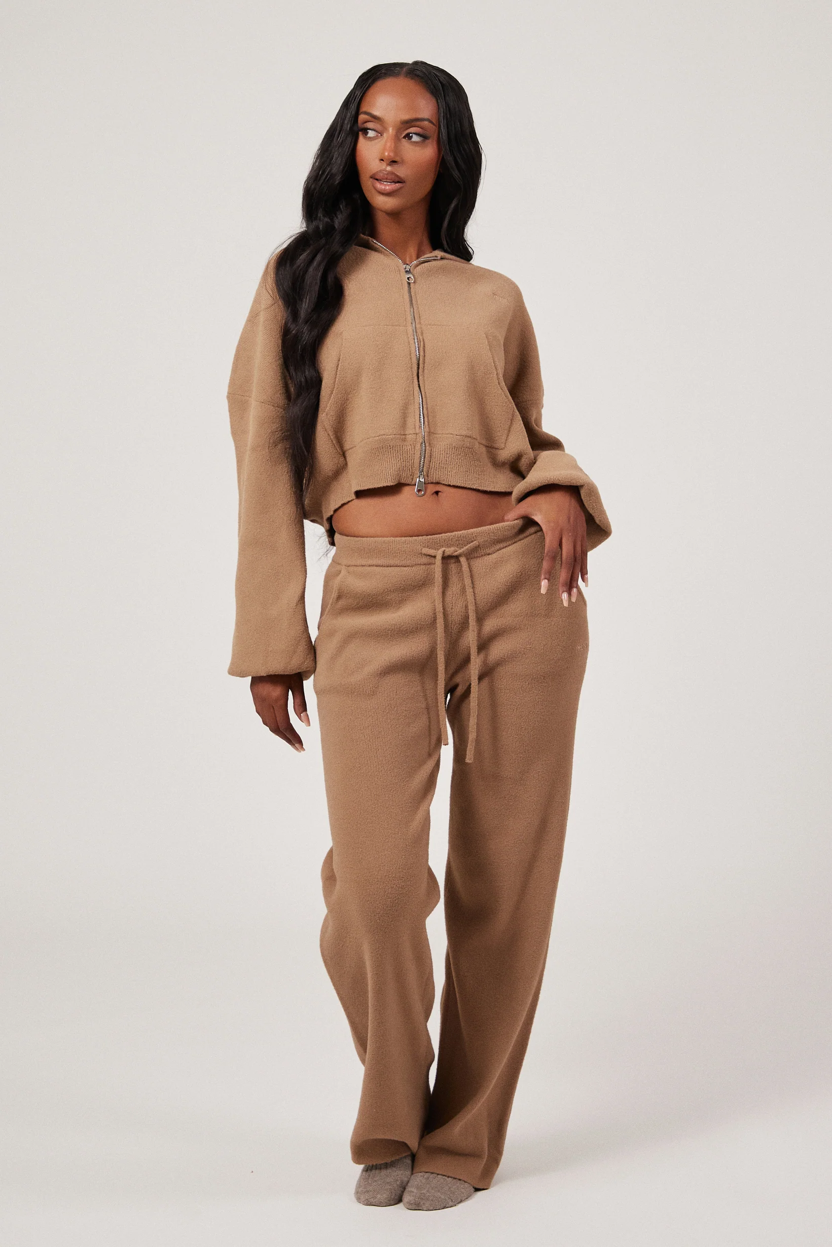 The Mars Soft Knit Straight Leg Joggers in Mocha - Image 4