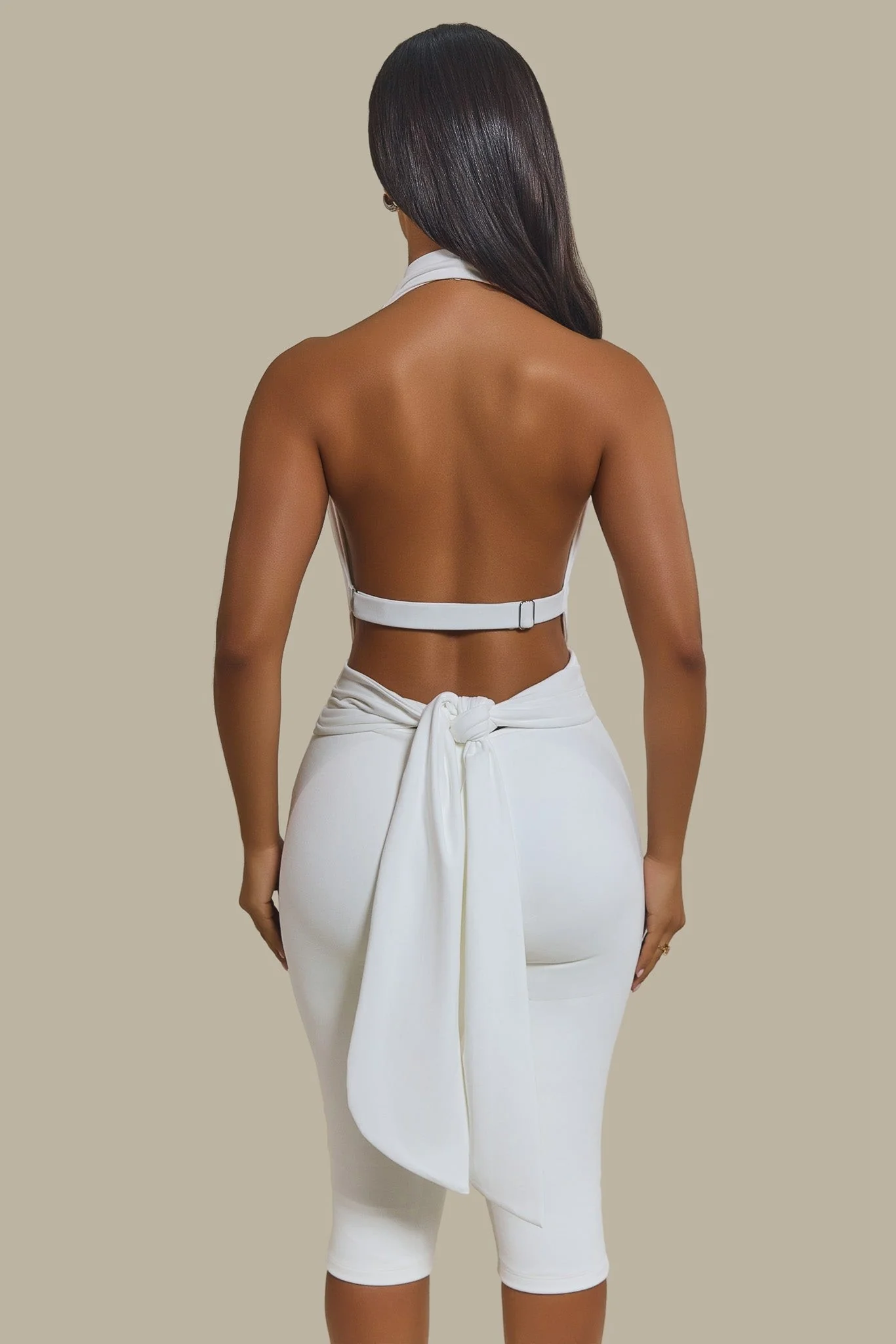 The Maryam Multiway Plunge Crop Top in White - Image 3