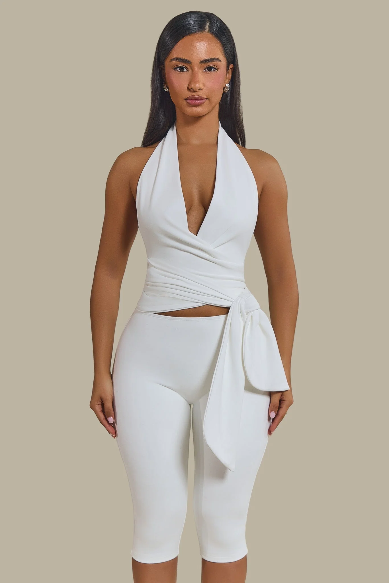 The Maryam Multiway Plunge Crop Top in White - Image 4