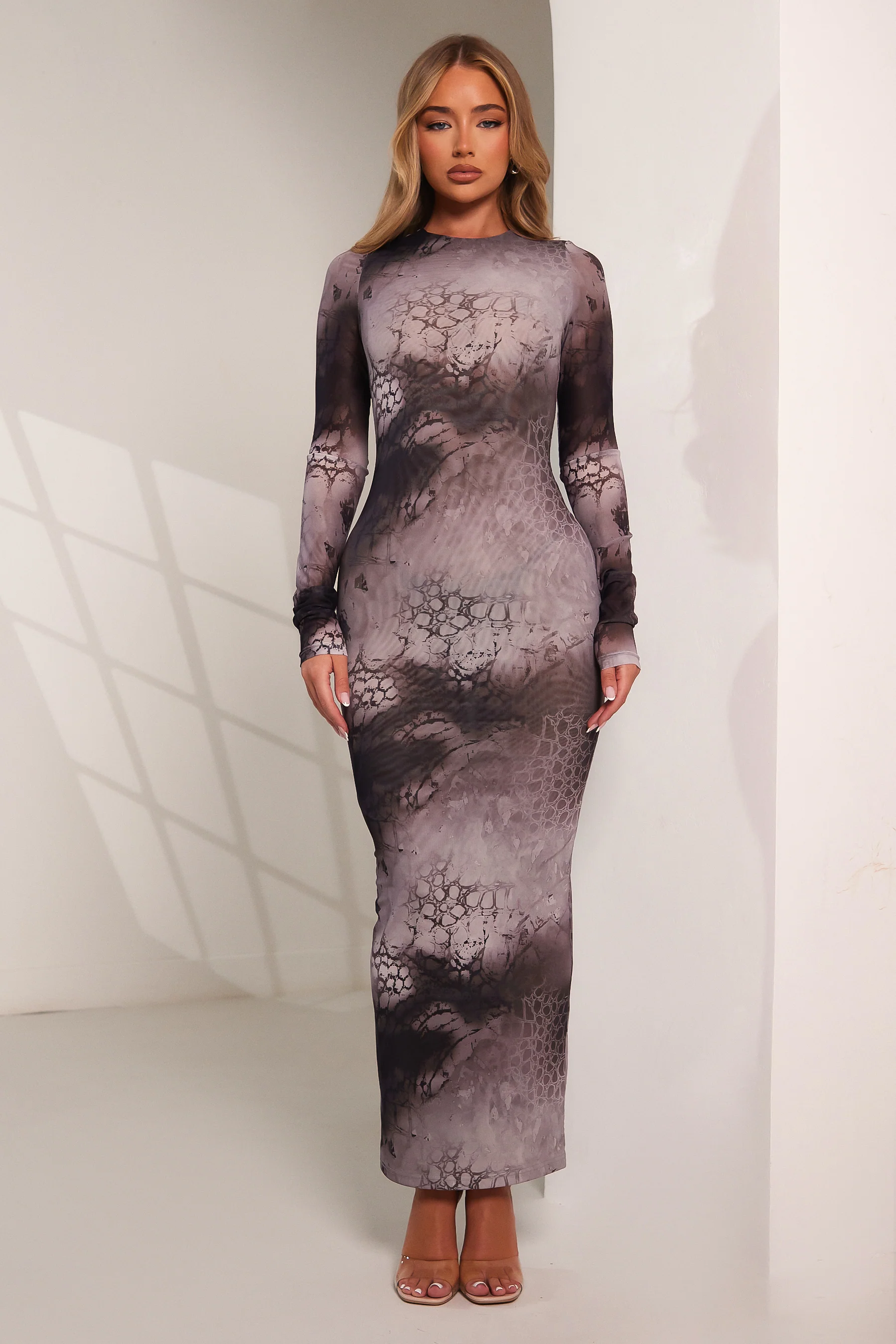 The Zol Midaxi Dress in Snake print