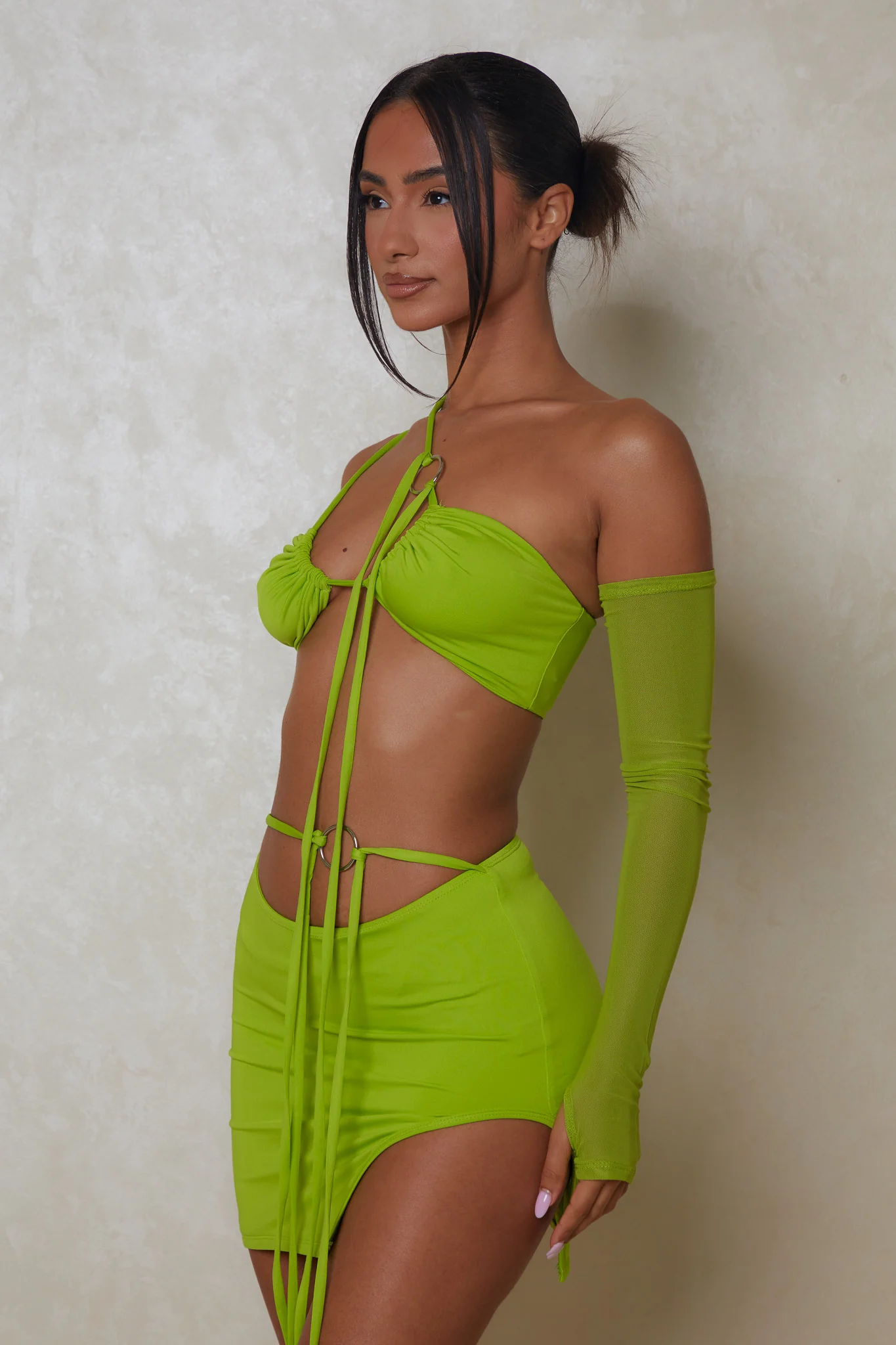 The O Ring Detail Three Piece in Lime - Image 4