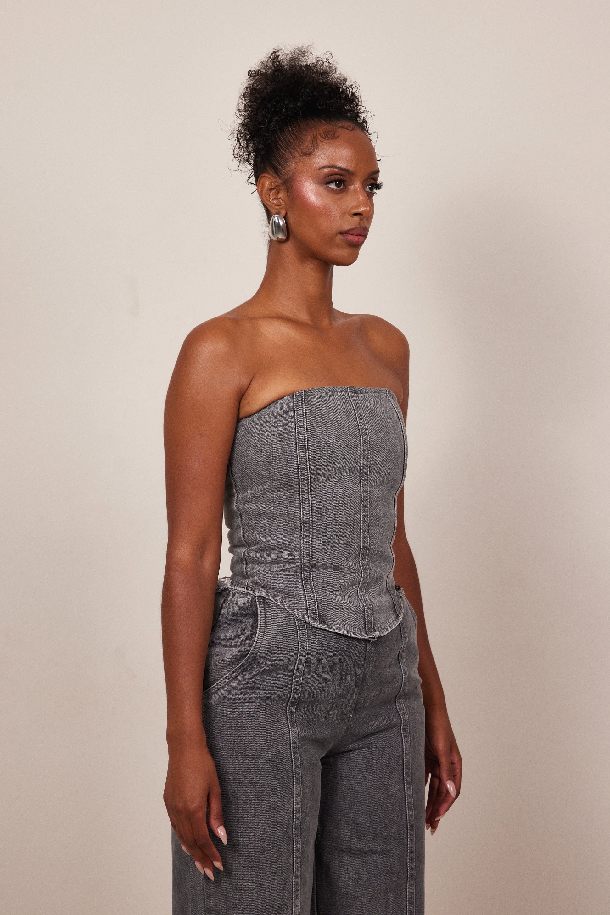 The Brooke Corset in Grey Wash - Image 3