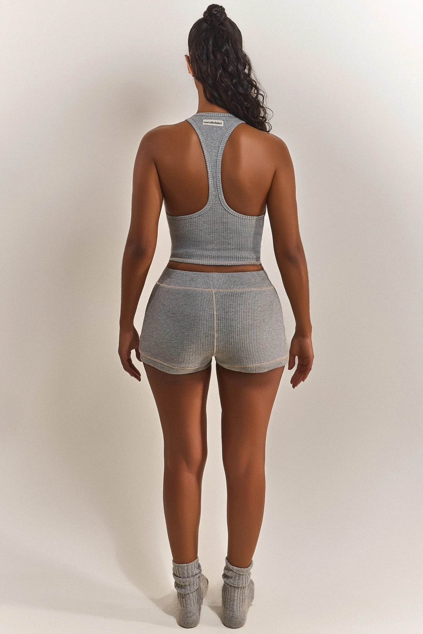 The Ribbed Vest Top in Grey - Image 5