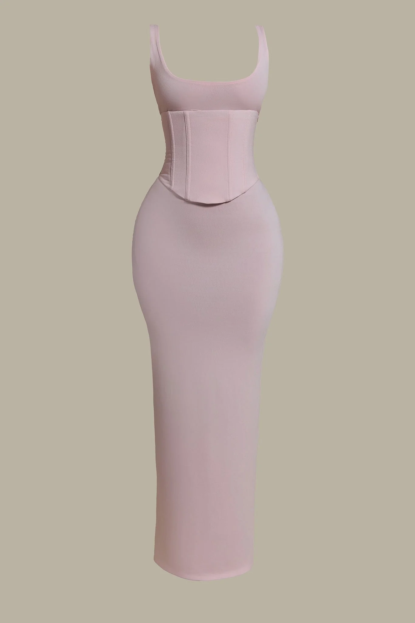 The Sandra Scoop Corset Maxi Dress in Baby Pink - Image 6