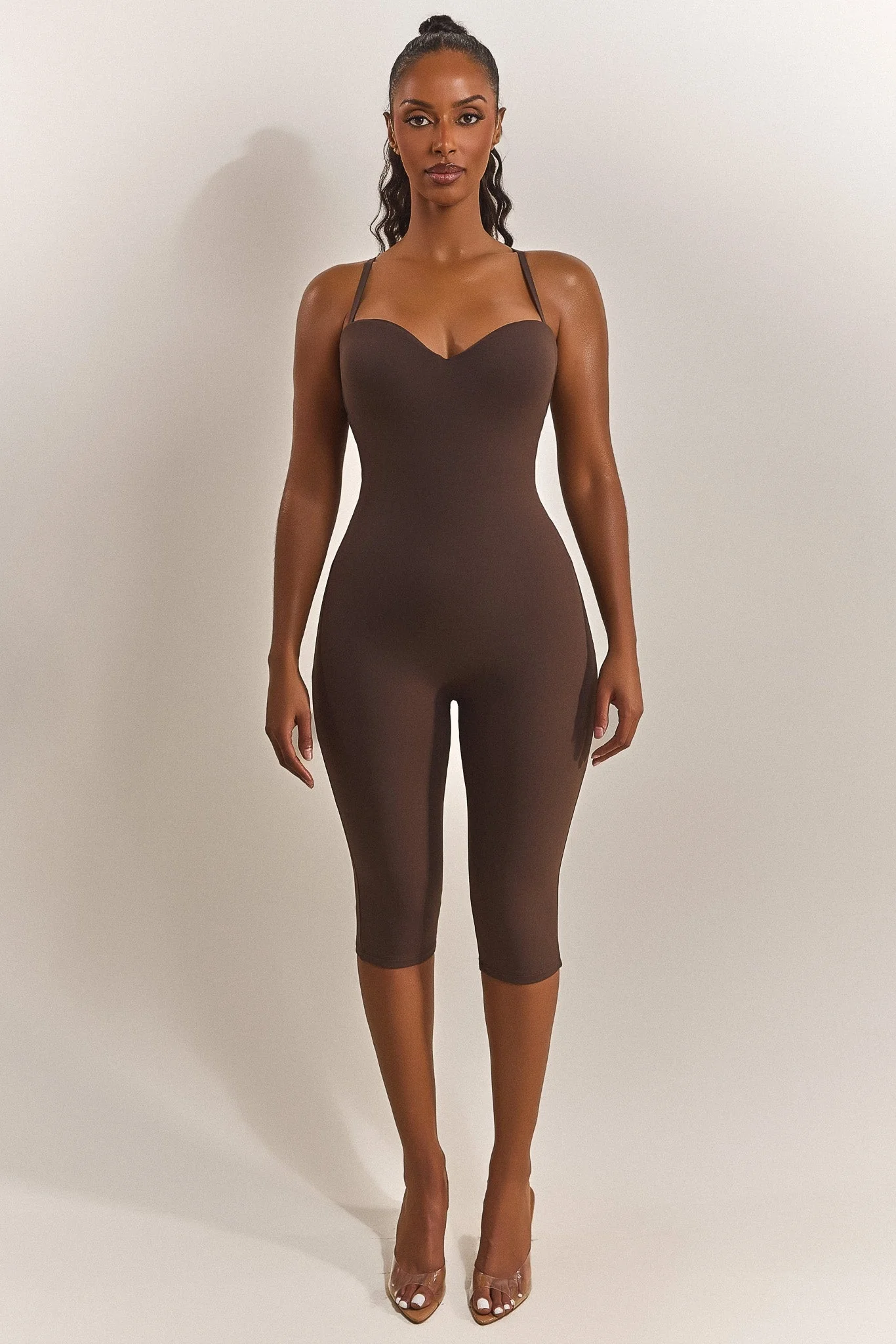The Sculpt Capri Jumpsuit in Brown