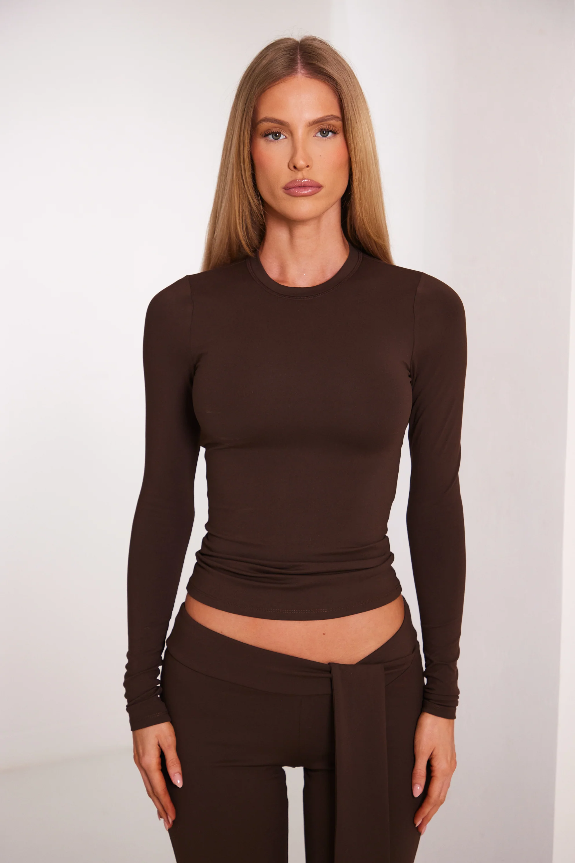 The Sculpt Long Sleeve Tee in Brown - Image 2