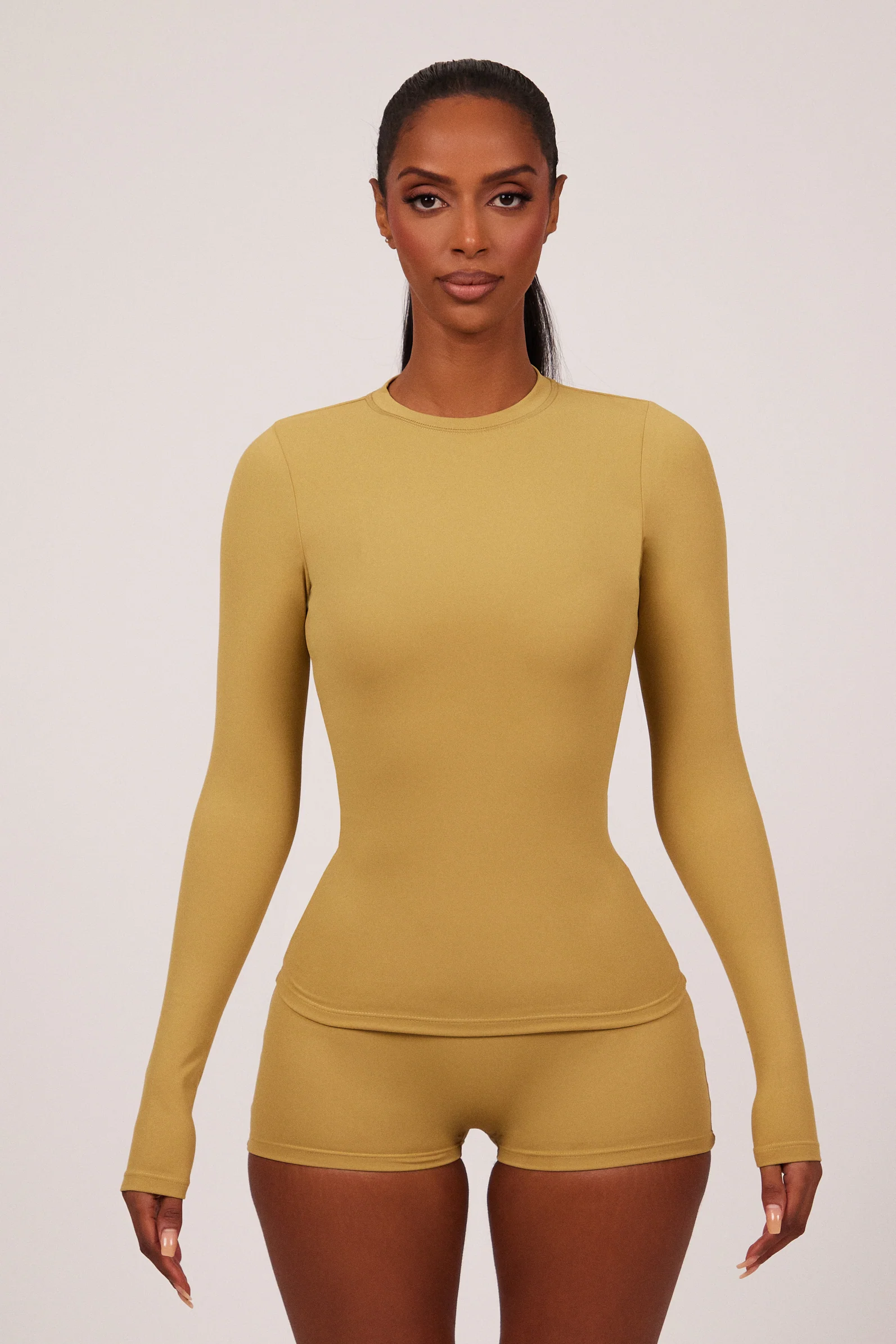 The Sculpt Long Sleeve Tee in Khaki
