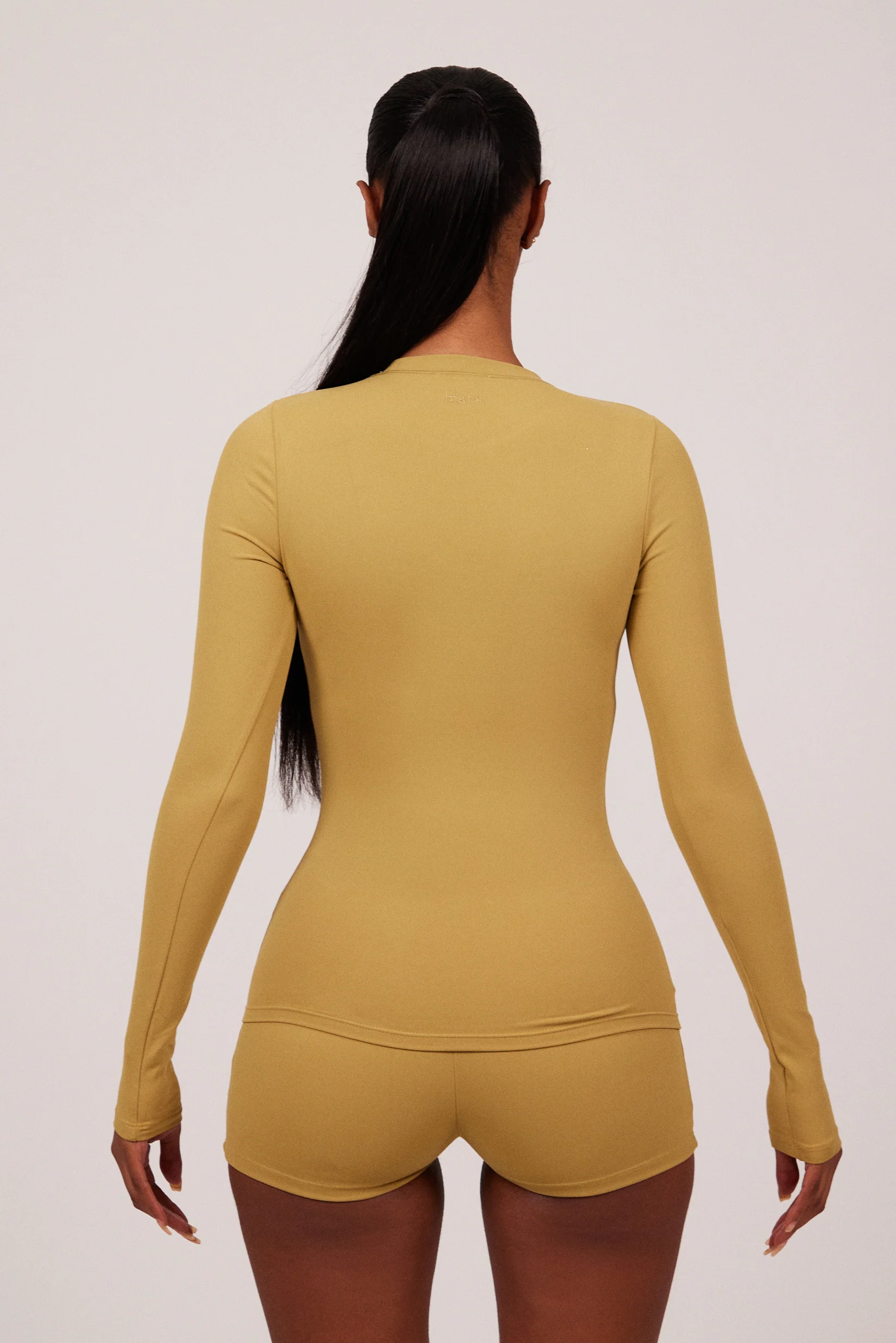 The Sculpt Long Sleeve Tee in Khaki - Image 3