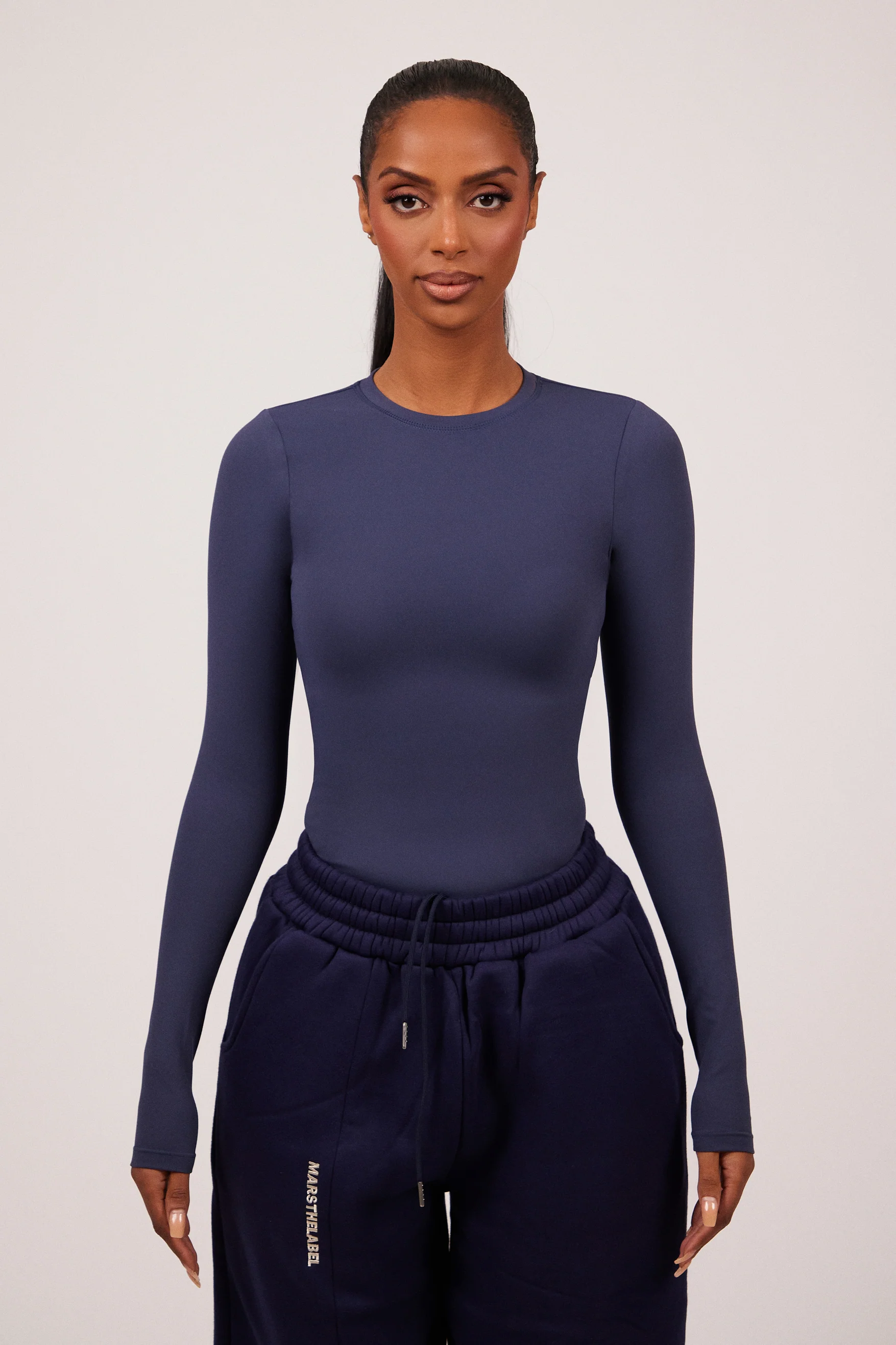 The Sculpt Long Sleeve Tee in Navy