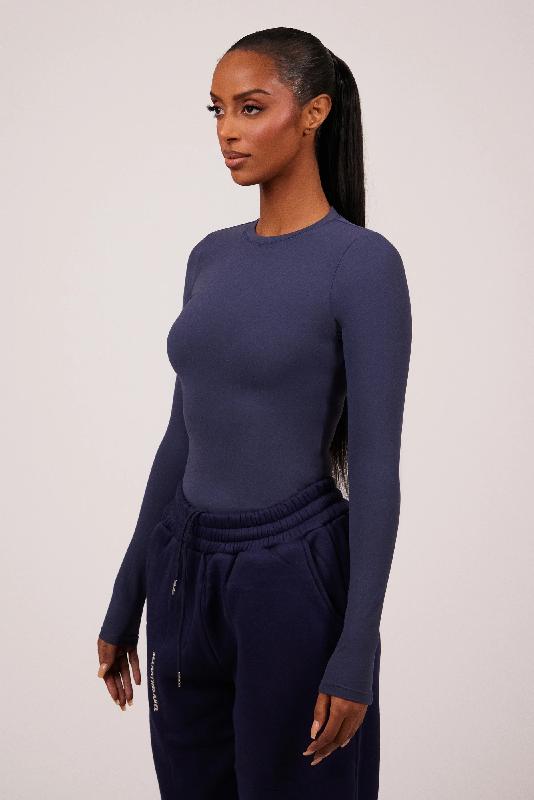 The Sculpt Long Sleeve Tee in Navy - Image 2