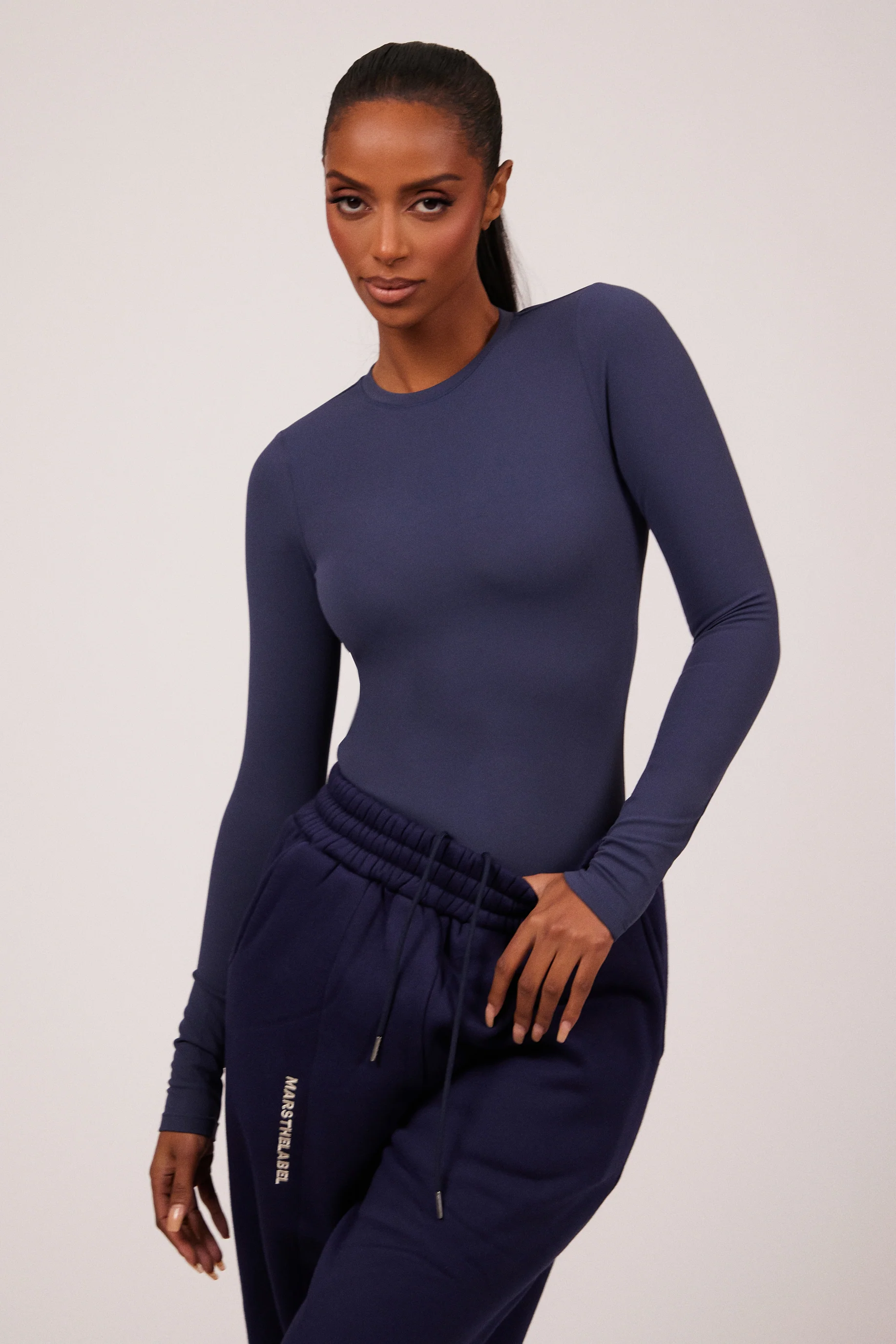 The Sculpt Long Sleeve Tee in Navy - Image 4