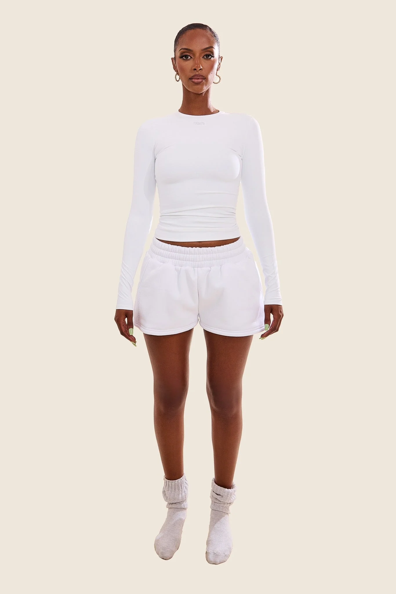 The Sculpt Long Sleeve Top in White - Image 8