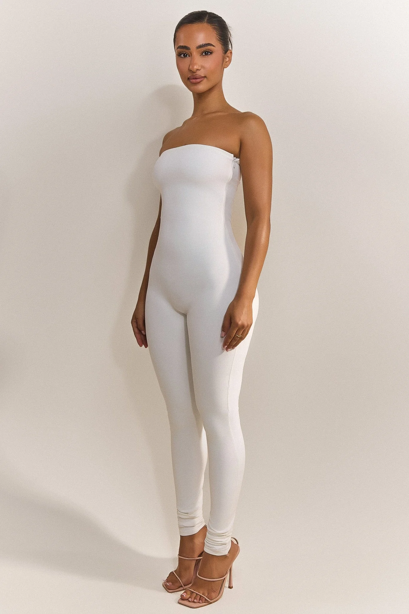 The Sculpt Long Unitard in White - Image 2